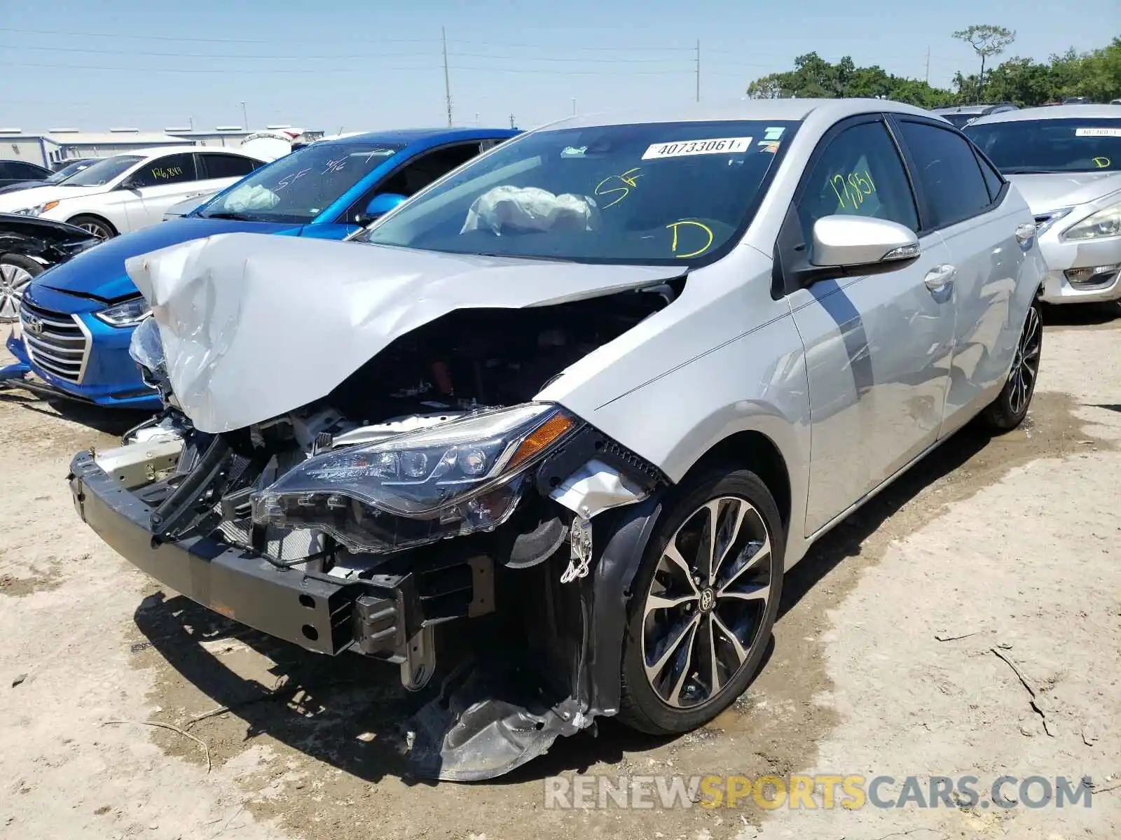 2 Photograph of a damaged car 5YFBURHE3KP912972 TOYOTA COROLLA 2019