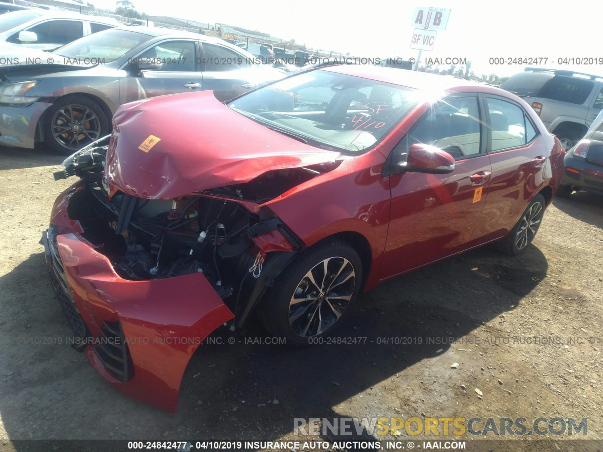 2 Photograph of a damaged car 5YFBURHE3KP917282 TOYOTA COROLLA 2019