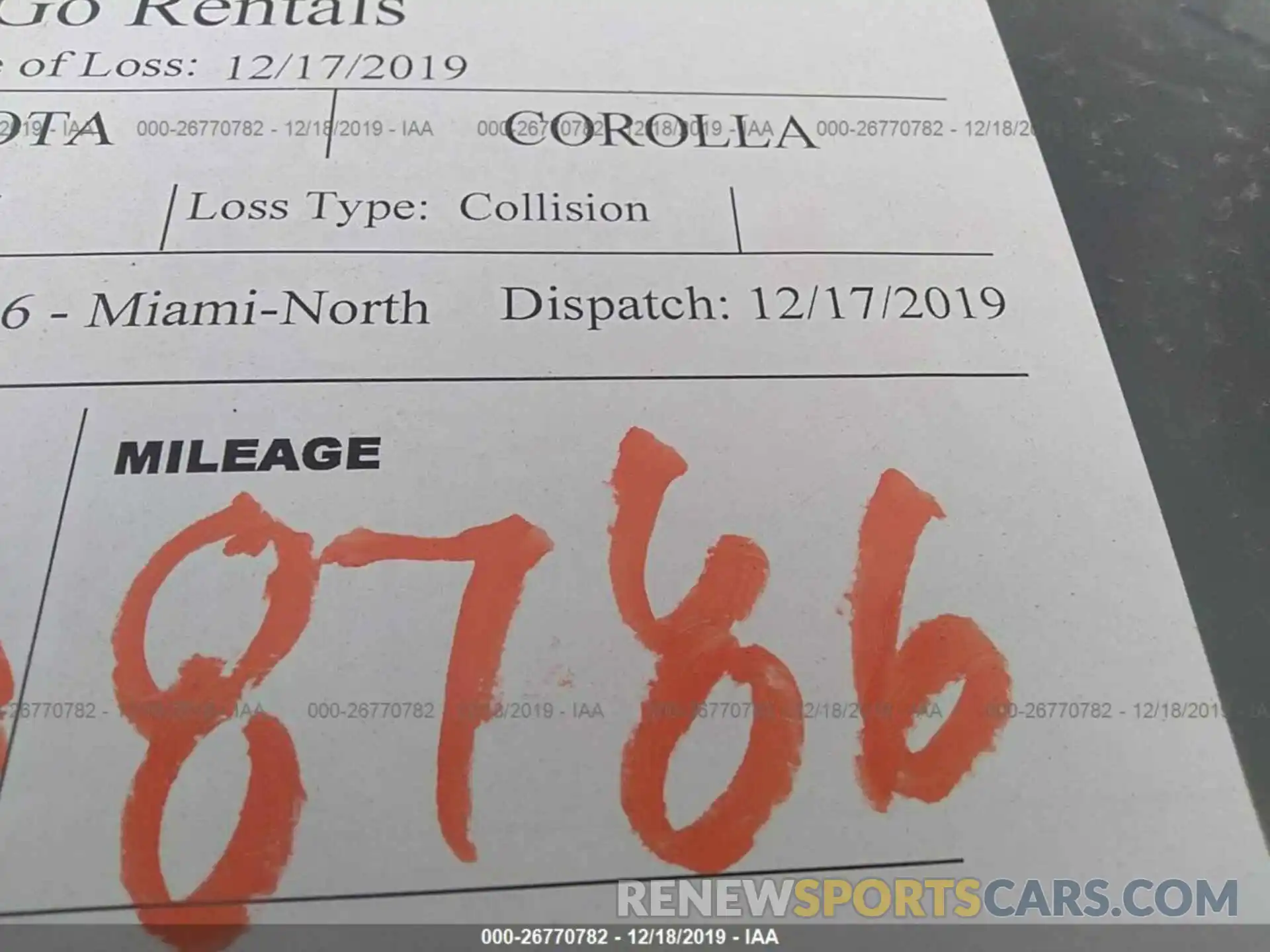 7 Photograph of a damaged car 5YFBURHE3KP921915 TOYOTA COROLLA 2019