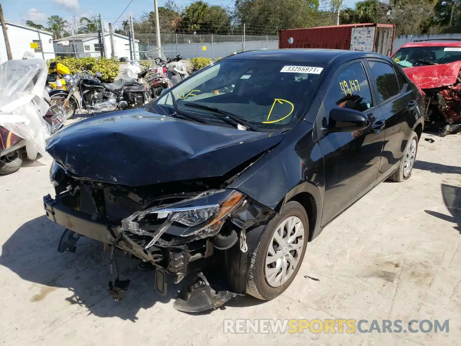 2 Photograph of a damaged car 5YFBURHE3KP933806 TOYOTA COROLLA 2019