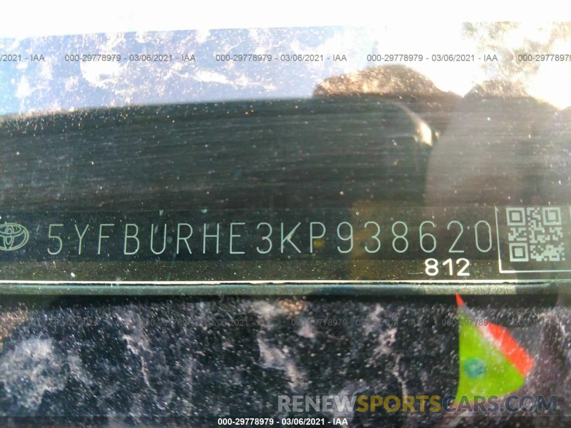 9 Фотография поврежденного автомобиля 5YFBURHE3KP938620 TOYOTA COROLLA 2019