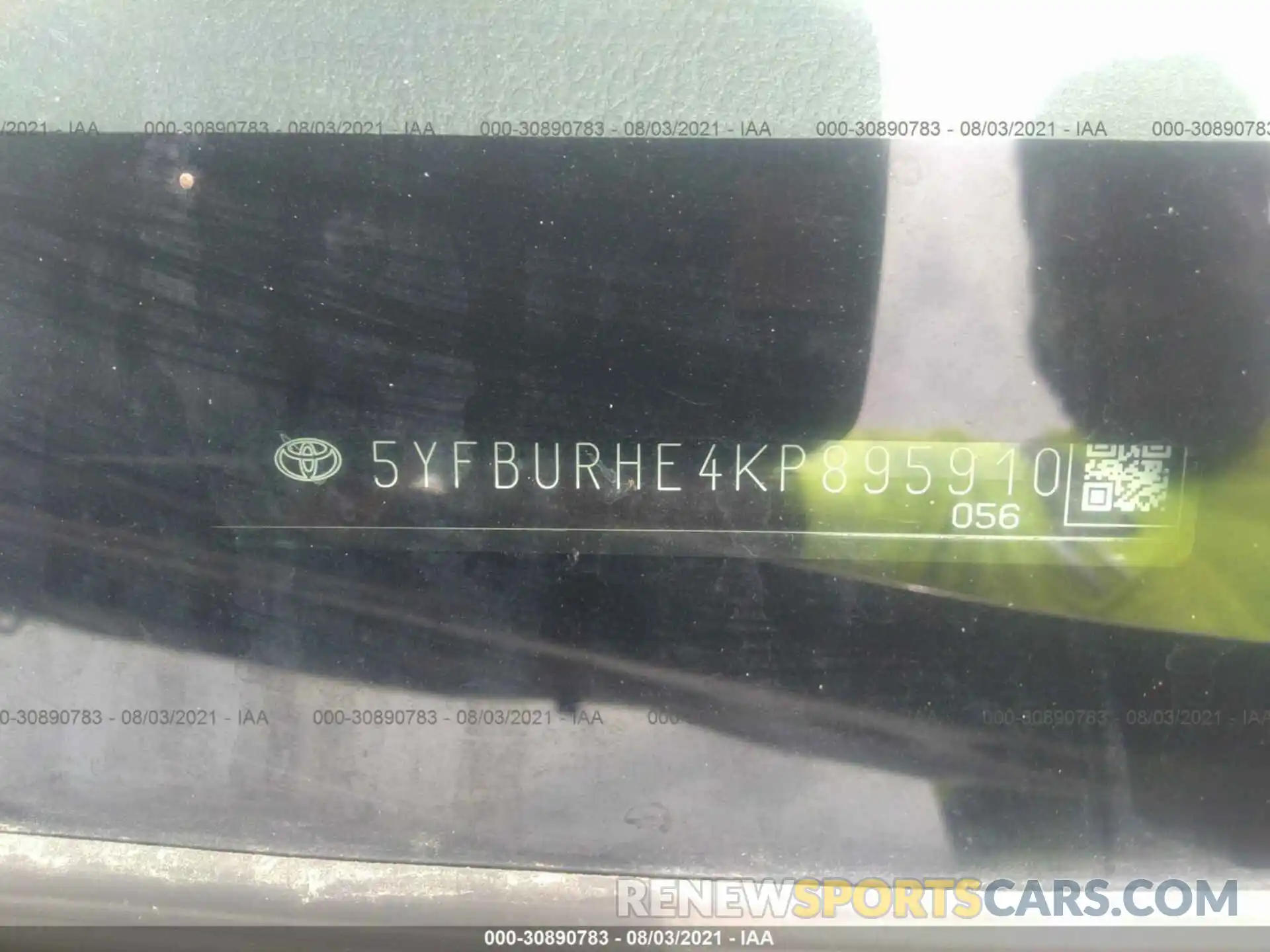 9 Photograph of a damaged car 5YFBURHE4KP895910 TOYOTA COROLLA 2019