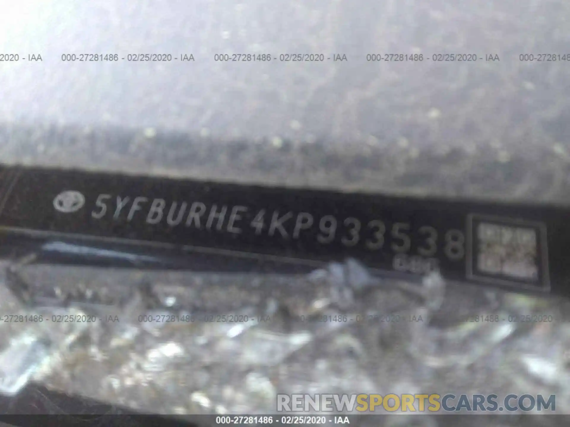 9 Photograph of a damaged car 5YFBURHE4KP933538 TOYOTA COROLLA 2019