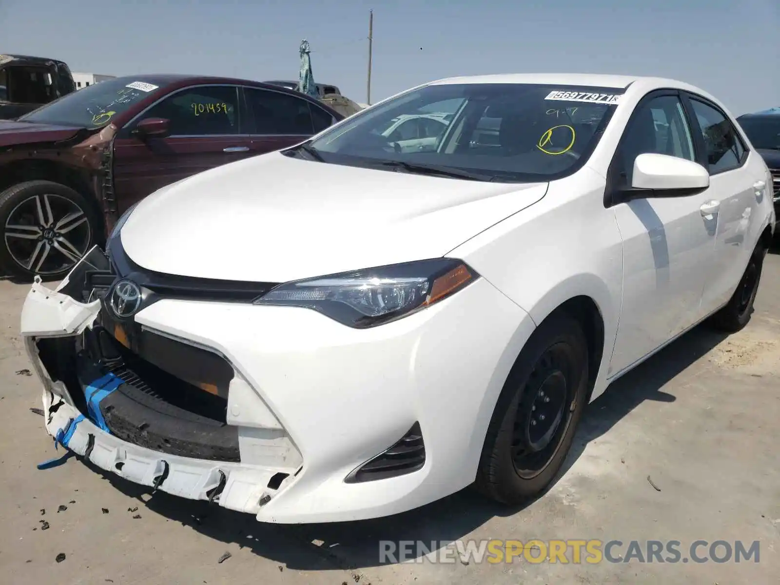 2 Photograph of a damaged car 5YFBURHE5KP885256 TOYOTA COROLLA 2019