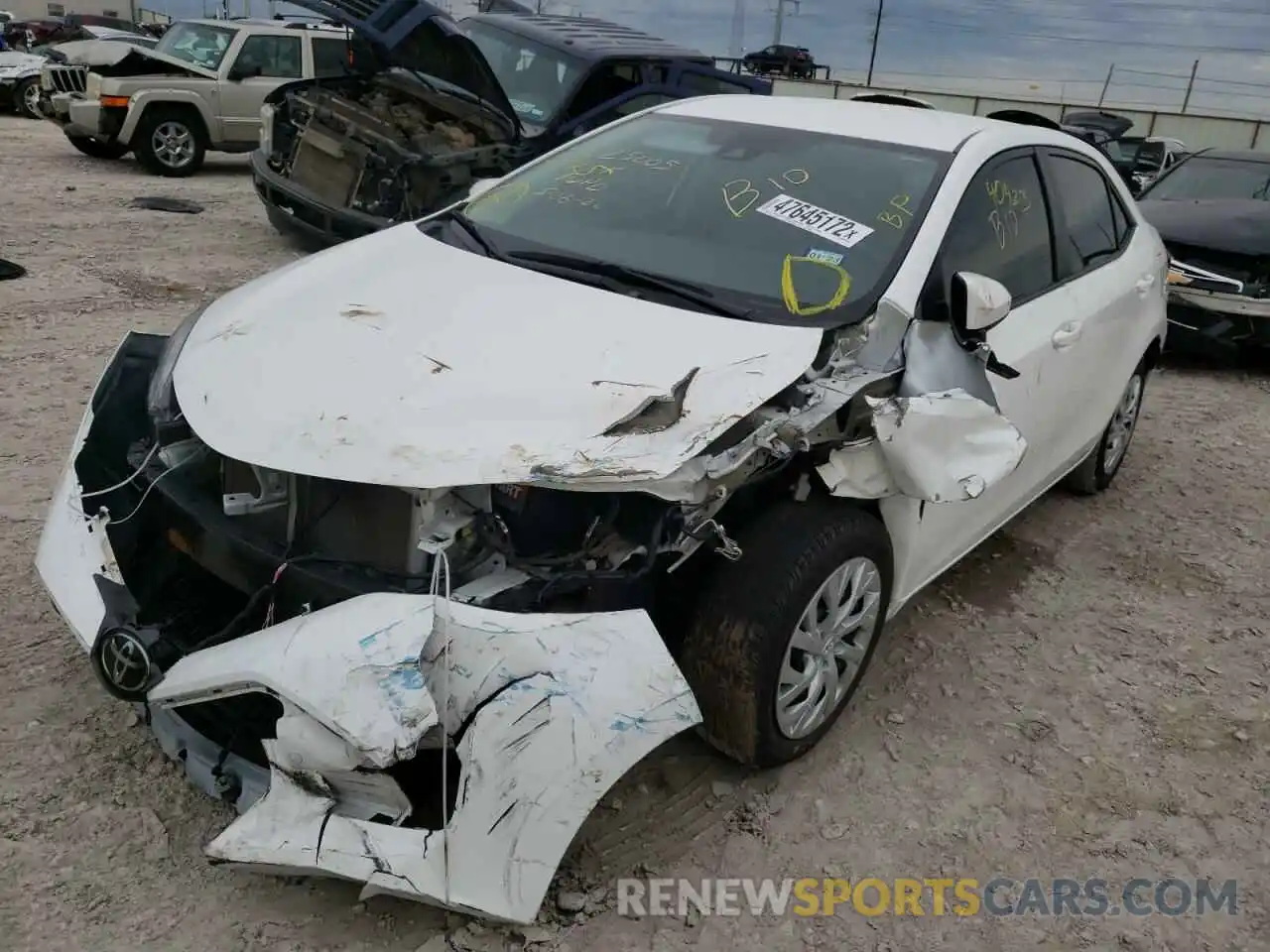 2 Photograph of a damaged car 5YFBURHE5KP892997 TOYOTA COROLLA 2019