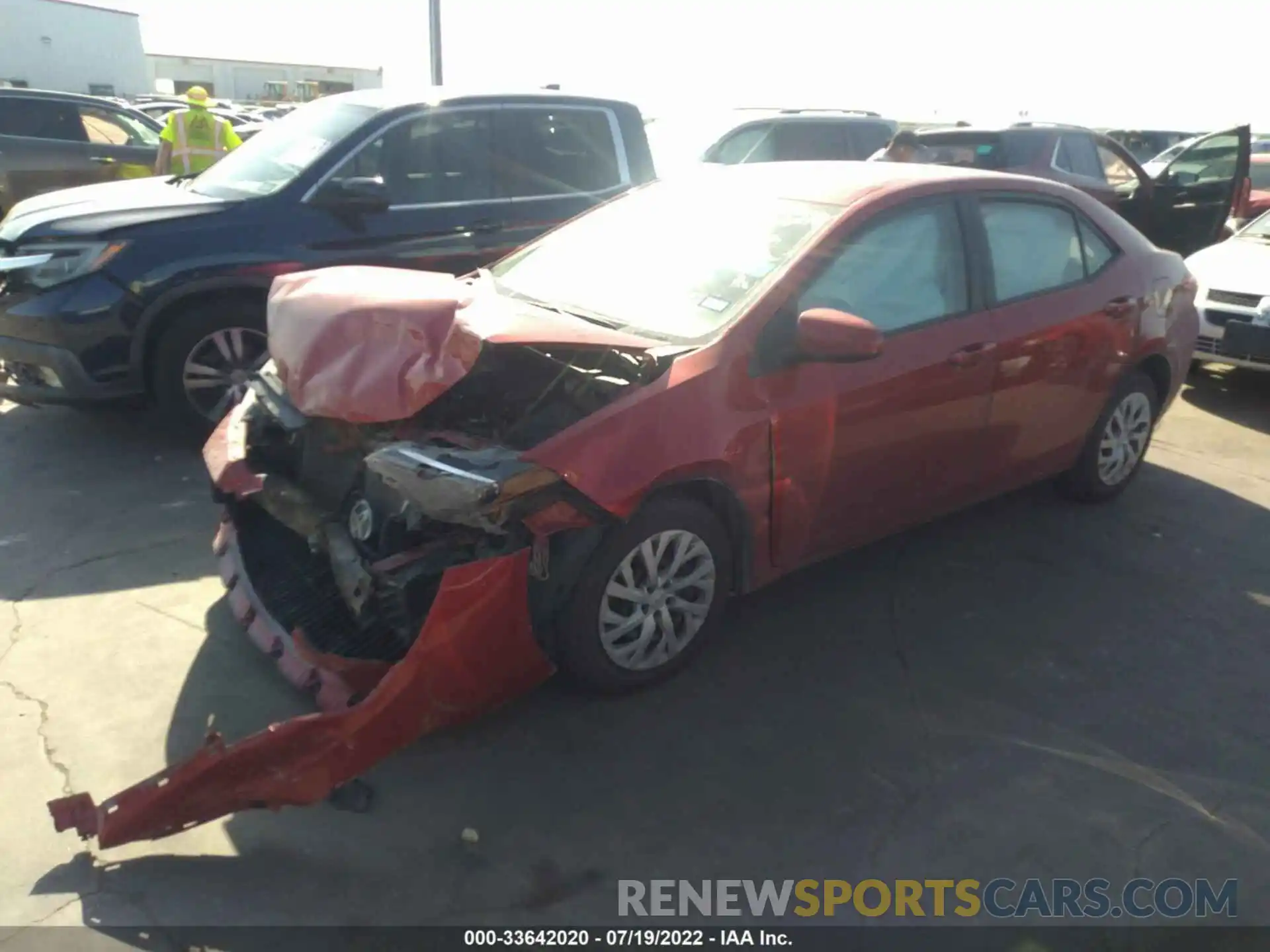 2 Photograph of a damaged car 5YFBURHE5KP916487 TOYOTA COROLLA 2019