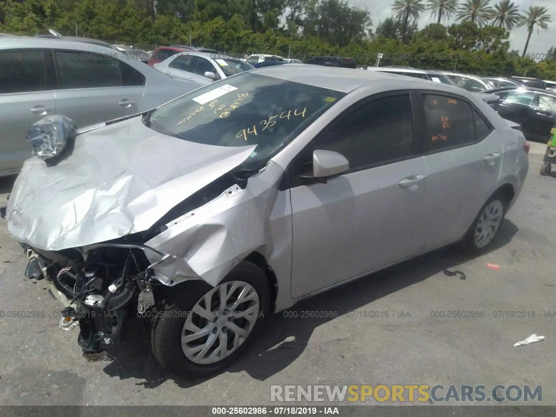 2 Photograph of a damaged car 5YFBURHE5KP943544 TOYOTA COROLLA 2019