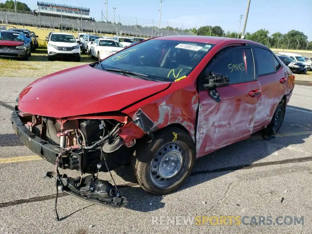 2 Photograph of a damaged car 5YFBURHE5KP949182 TOYOTA COROLLA 2019