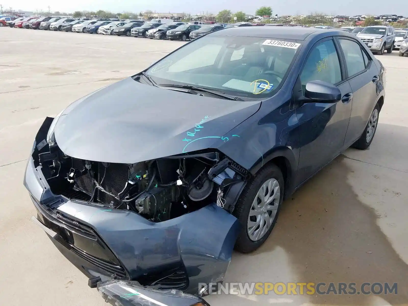 2 Photograph of a damaged car 5YFBURHE6KP885119 TOYOTA COROLLA 2019