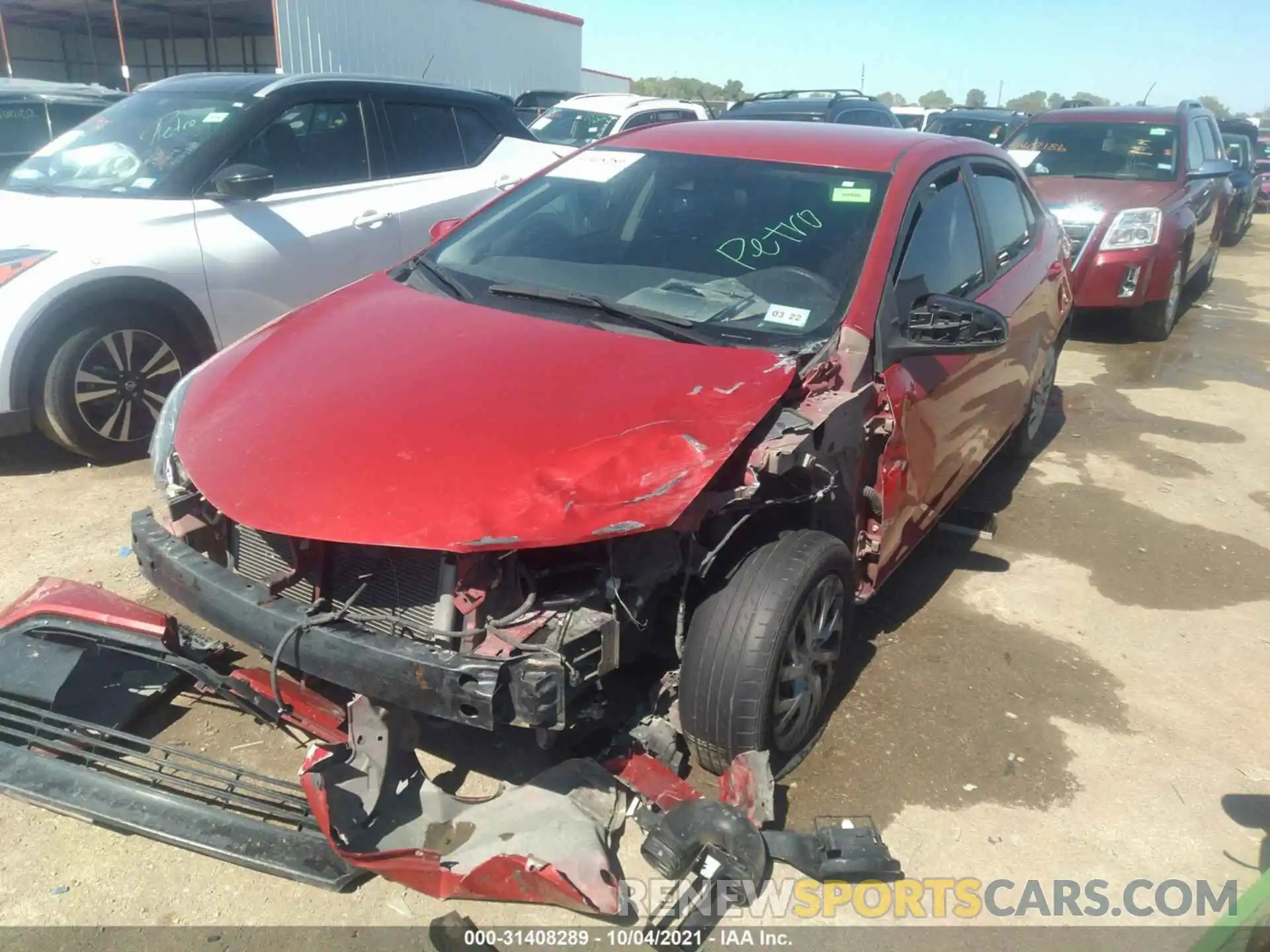 2 Photograph of a damaged car 5YFBURHE6KP942774 TOYOTA COROLLA 2019