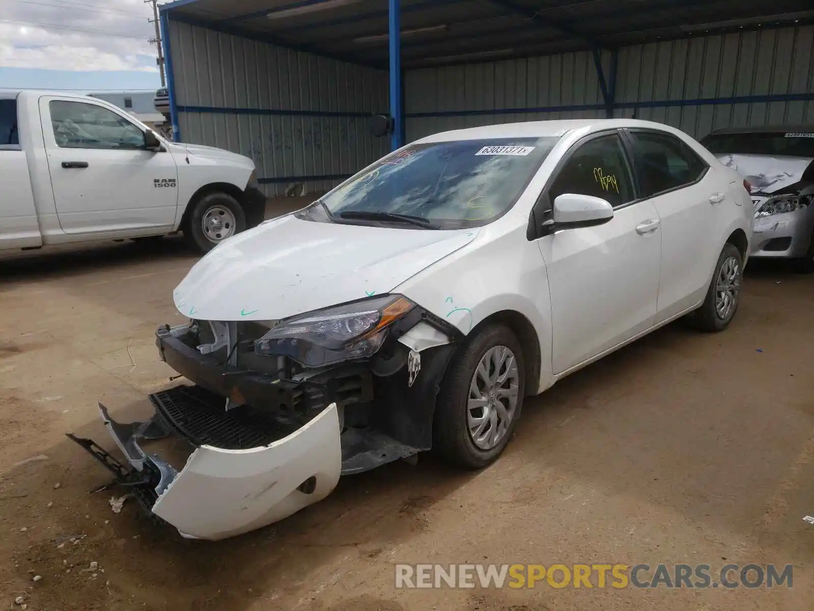 2 Photograph of a damaged car 5YFBURHE7KP871617 TOYOTA COROLLA 2019