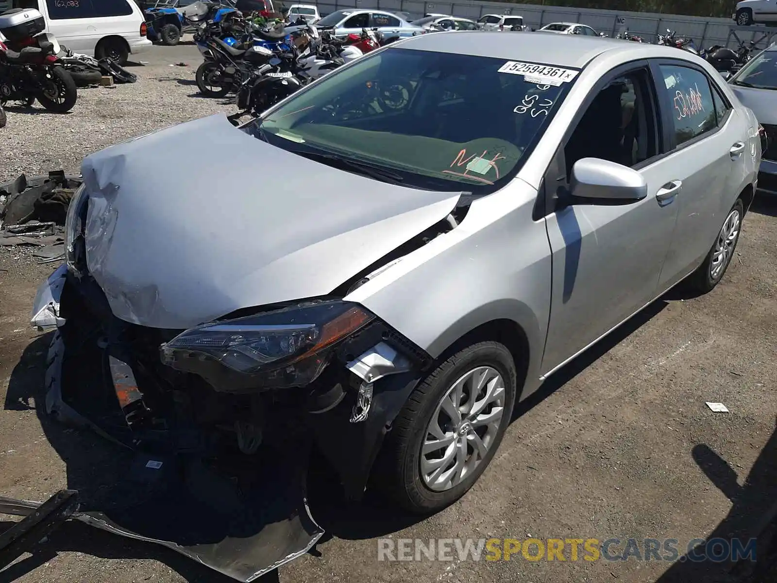 2 Photograph of a damaged car 5YFBURHE7KP886392 TOYOTA COROLLA 2019