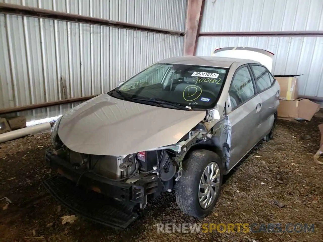 2 Photograph of a damaged car 5YFBURHE7KP900162 TOYOTA COROLLA 2019