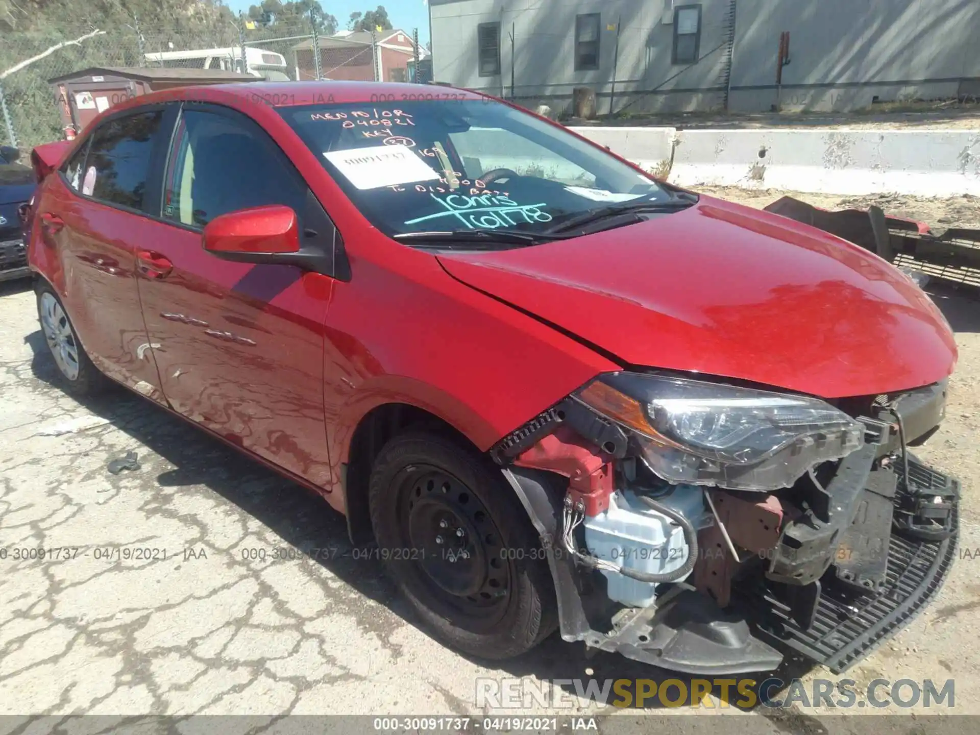 1 Photograph of a damaged car 5YFBURHE7KP901036 TOYOTA COROLLA 2019