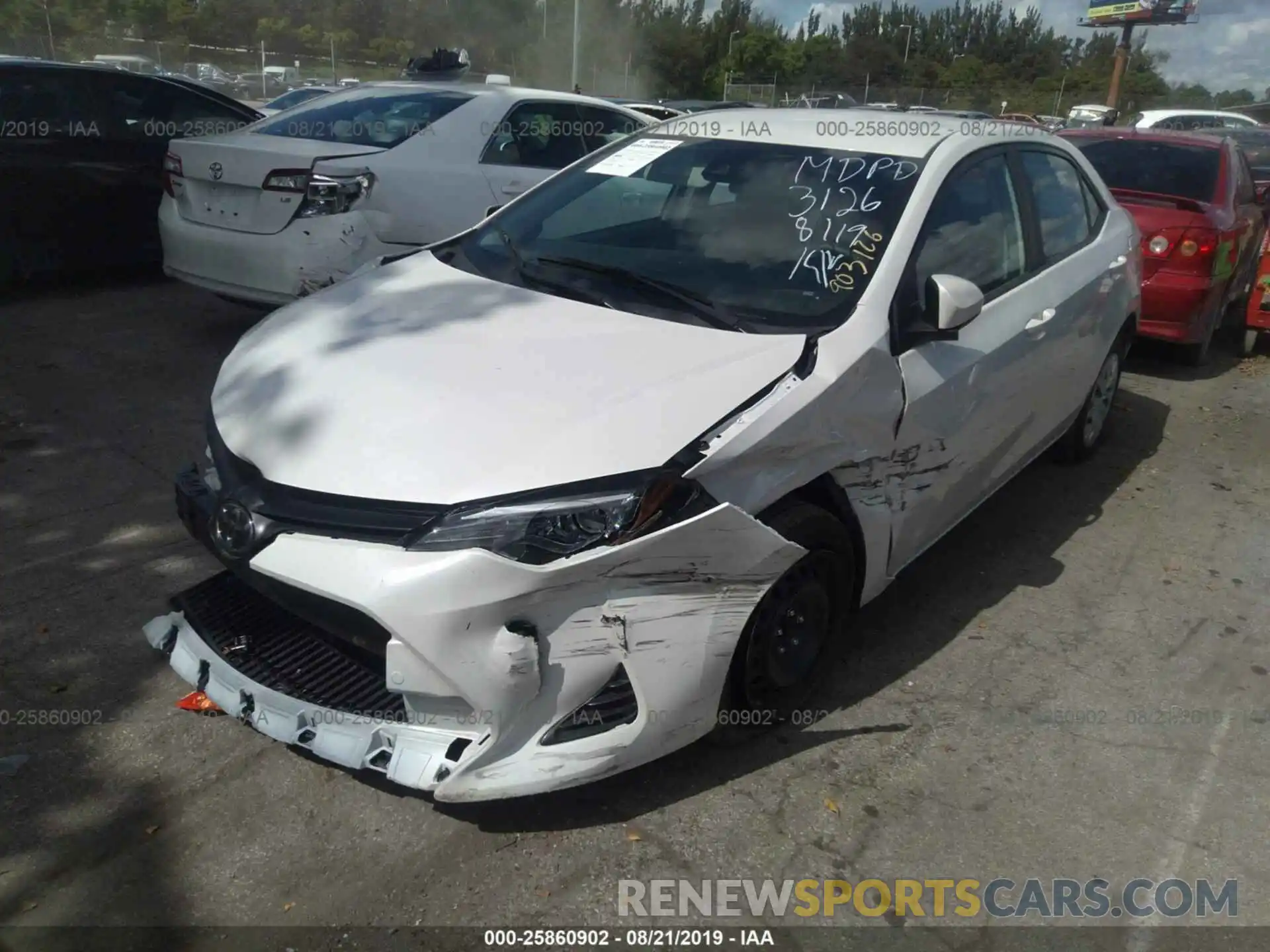 2 Photograph of a damaged car 5YFBURHE7KP903126 TOYOTA COROLLA 2019