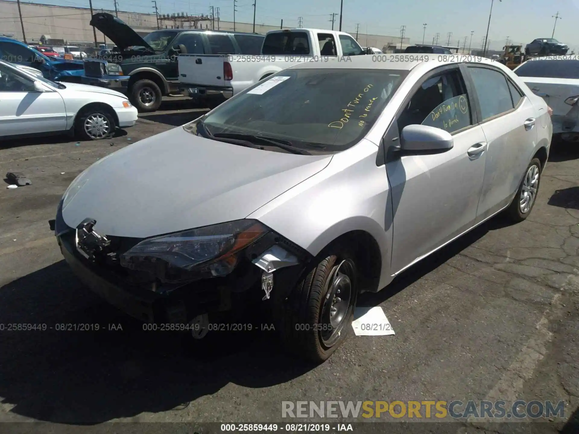 2 Photograph of a damaged car 5YFBURHE7KP923893 TOYOTA COROLLA 2019