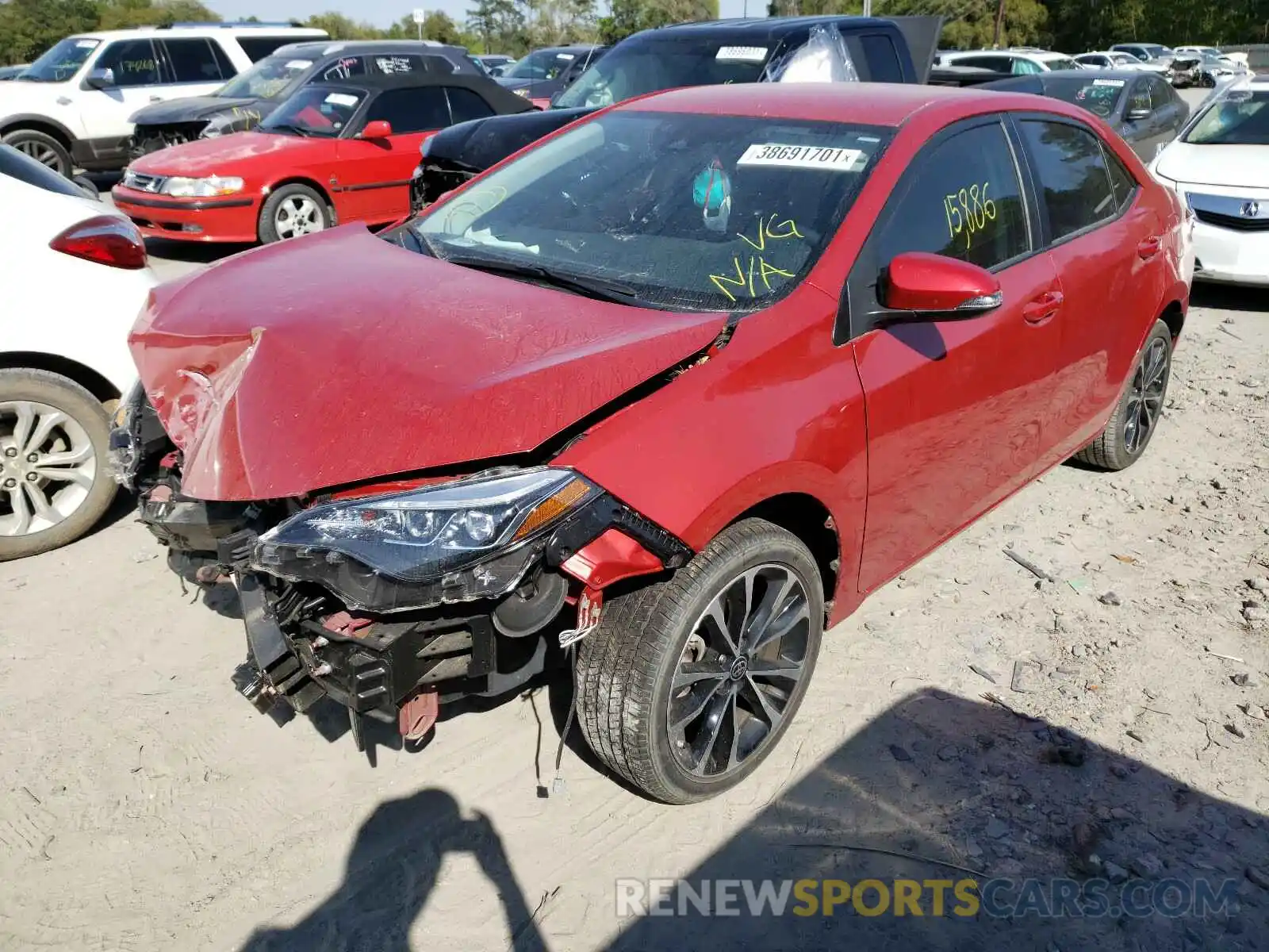 2 Photograph of a damaged car 5YFBURHE9KP858996 TOYOTA COROLLA 2019