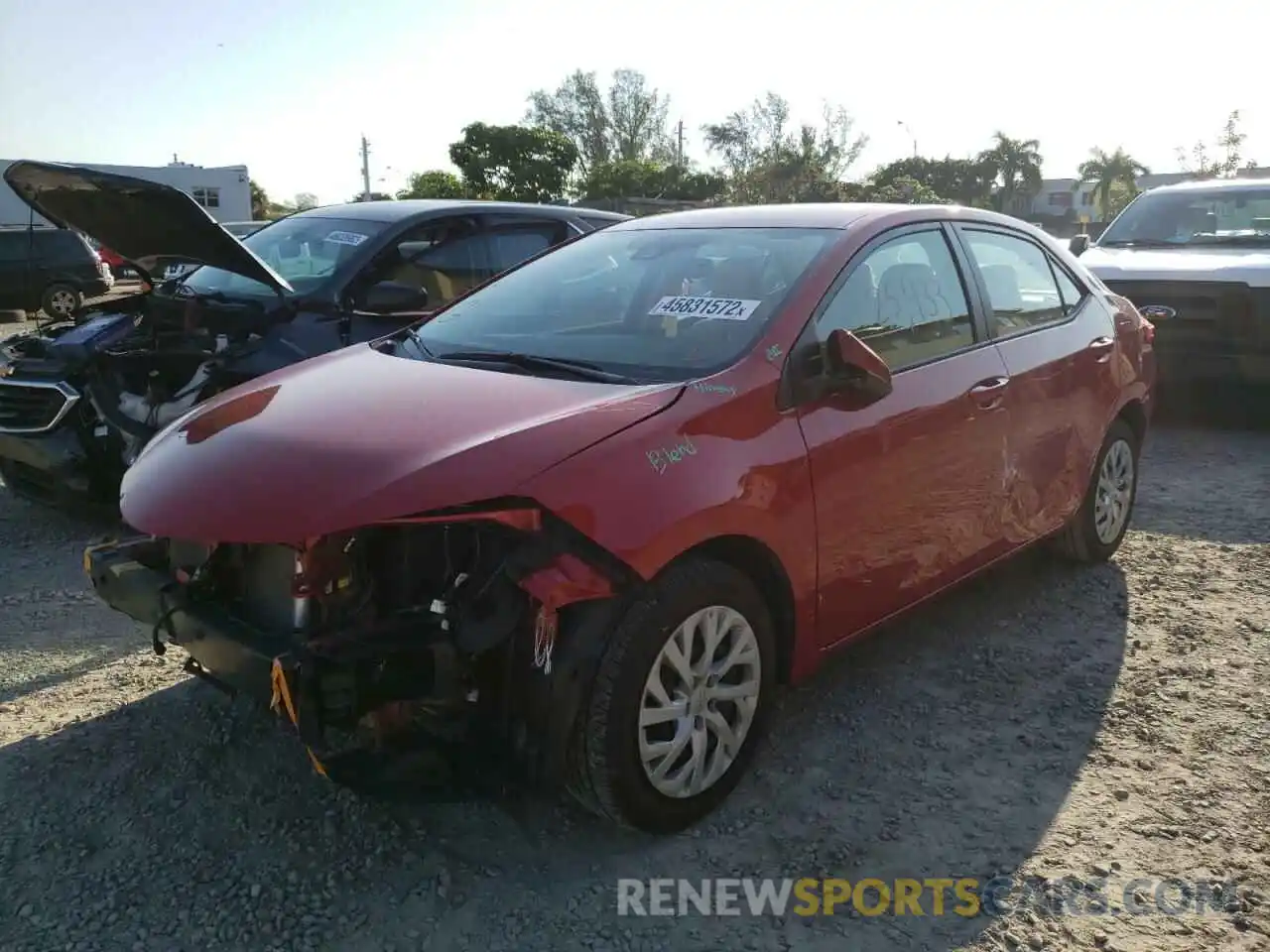 2 Photograph of a damaged car 5YFBURHE9KP865916 TOYOTA COROLLA 2019