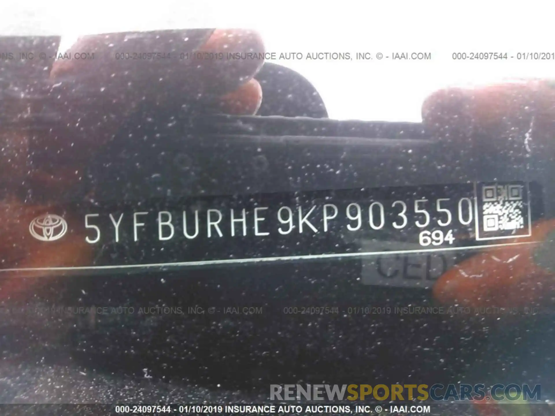 9 Photograph of a damaged car 5YFBURHE9KP903550 TOYOTA COROLLA 2019