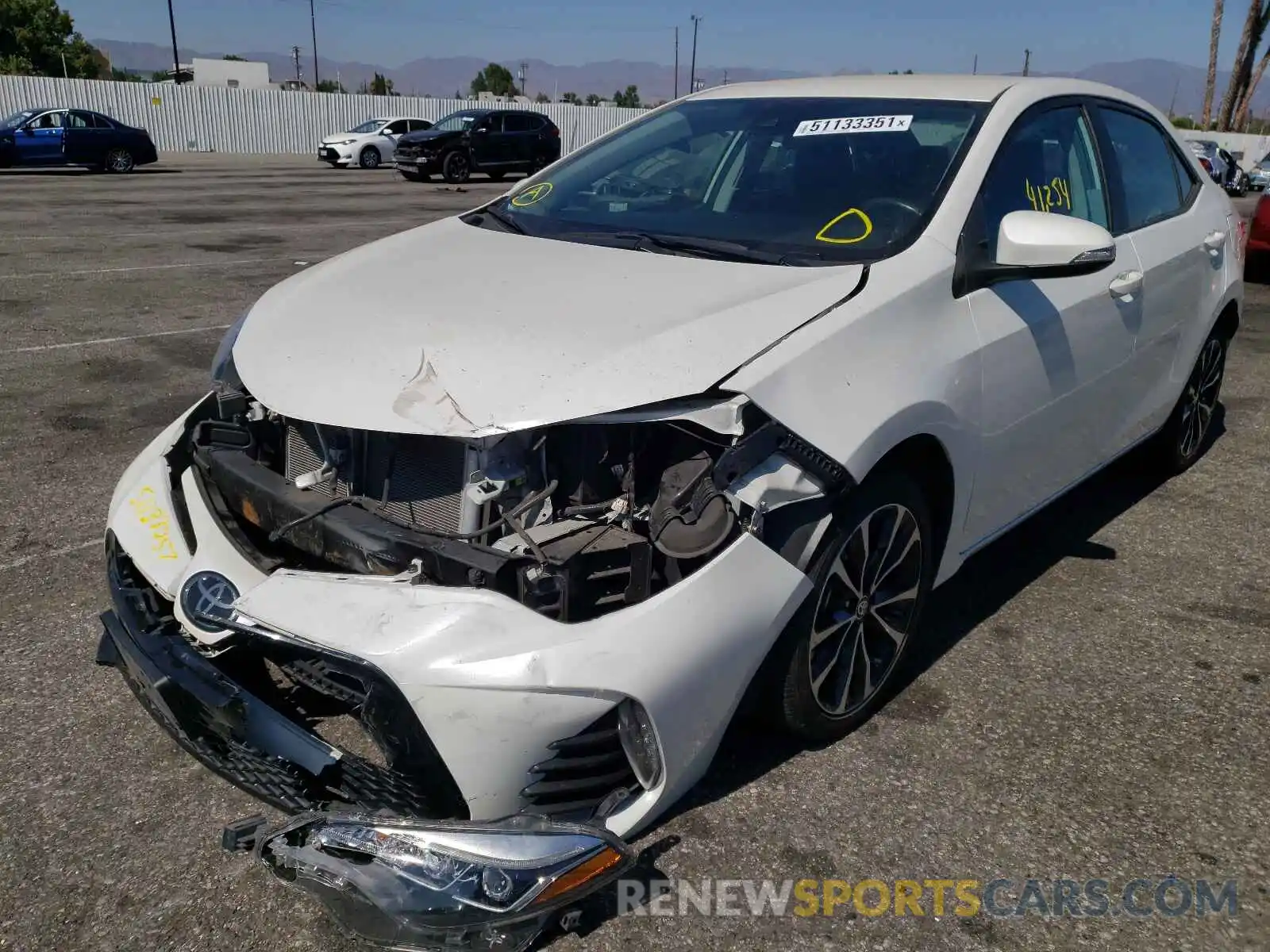 2 Photograph of a damaged car 5YFBURHE9KP917318 TOYOTA COROLLA 2019