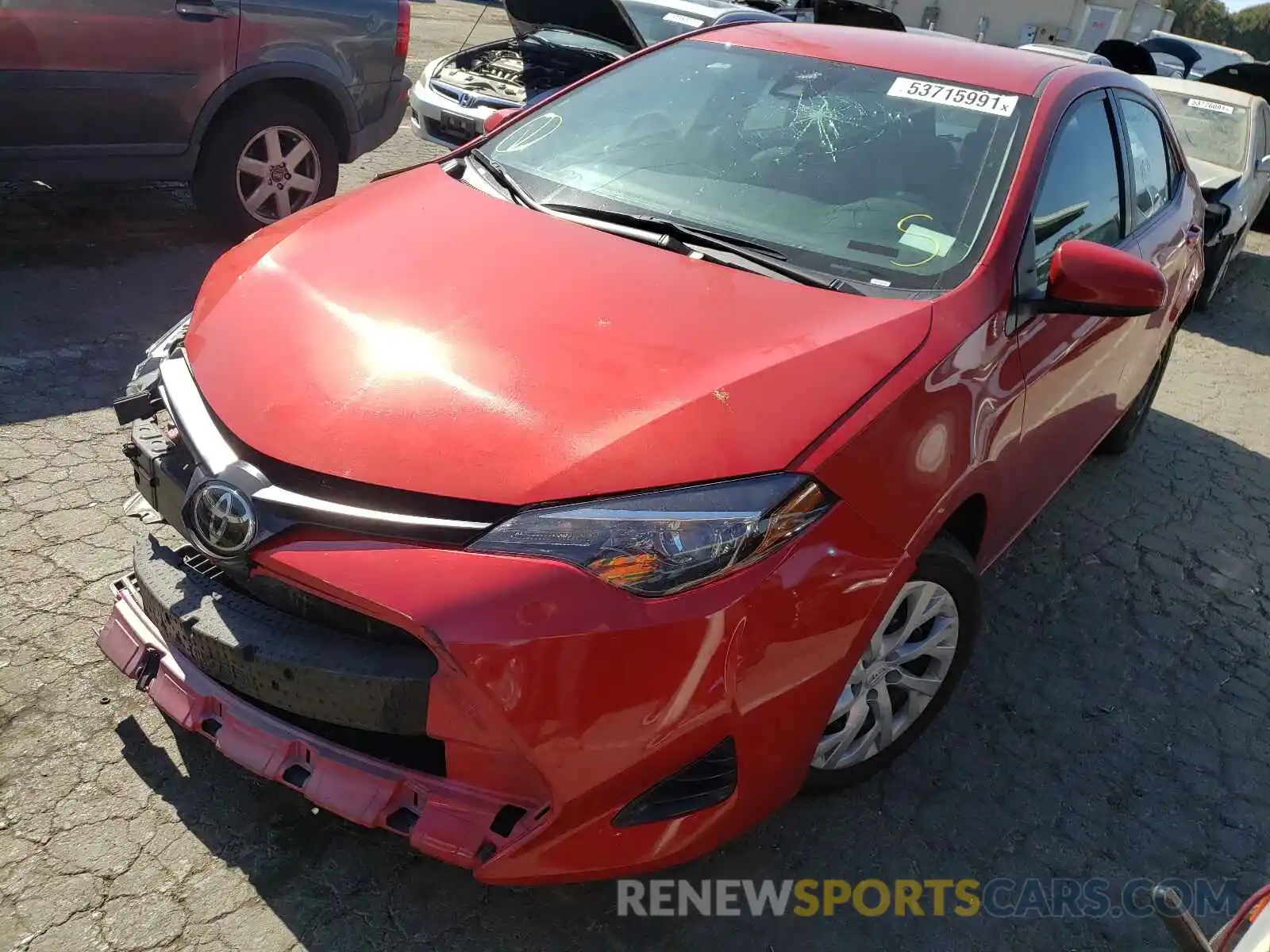 2 Photograph of a damaged car 5YFBURHE9KP931364 TOYOTA COROLLA 2019