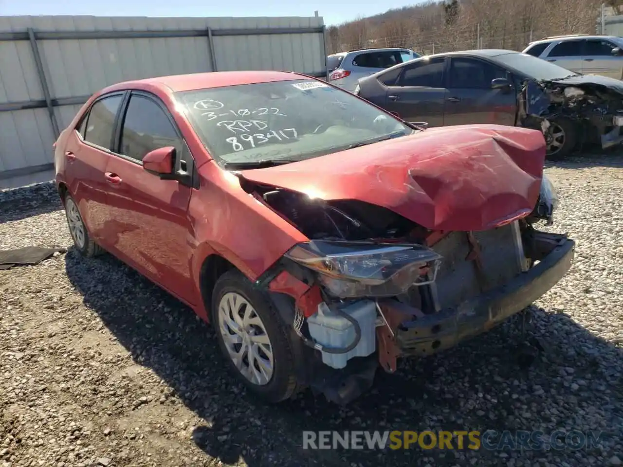 1 Photograph of a damaged car 5YFBURHEXKP893417 TOYOTA COROLLA 2019