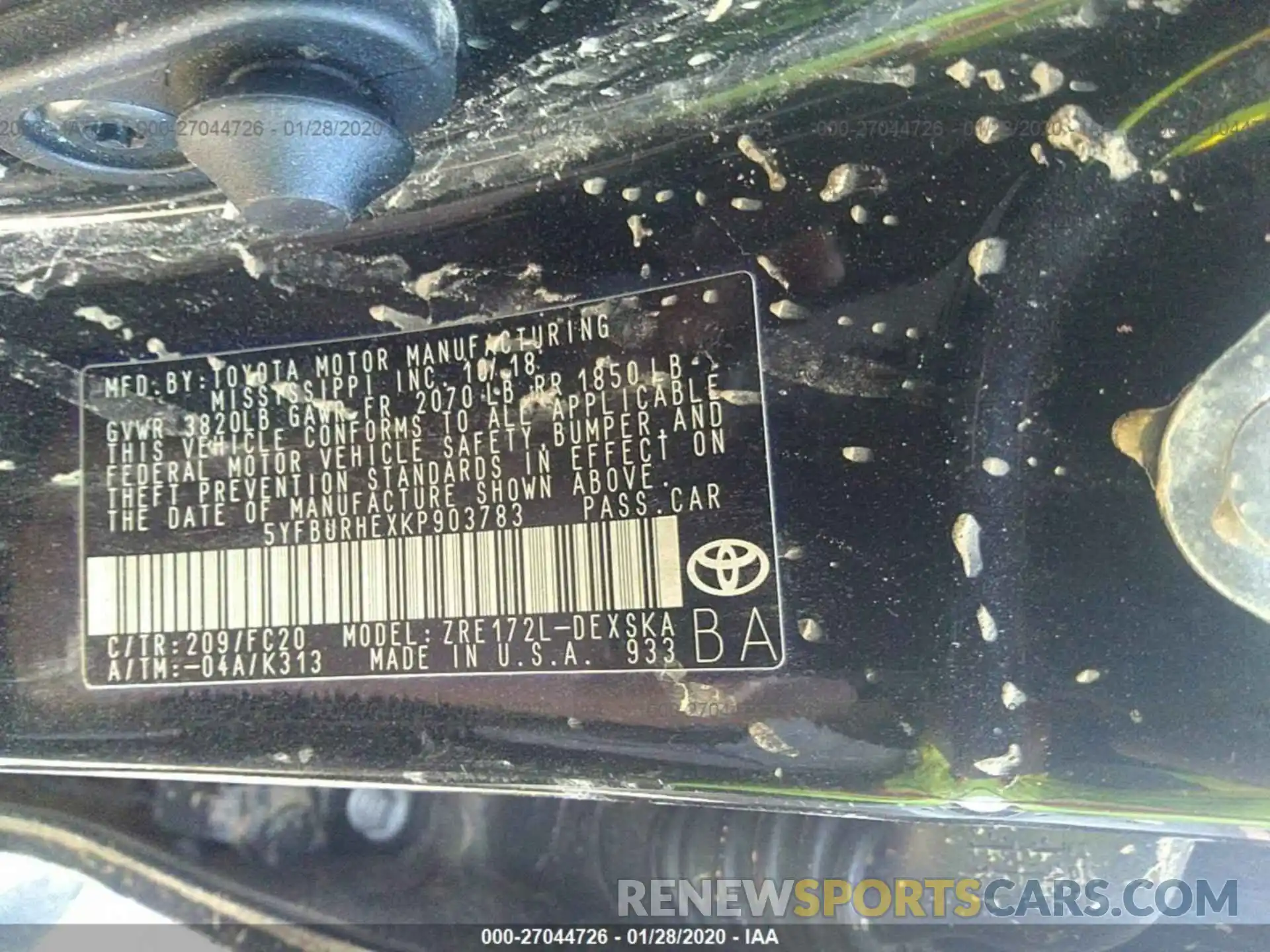 9 Photograph of a damaged car 5YFBURHEXKP903783 TOYOTA COROLLA 2019