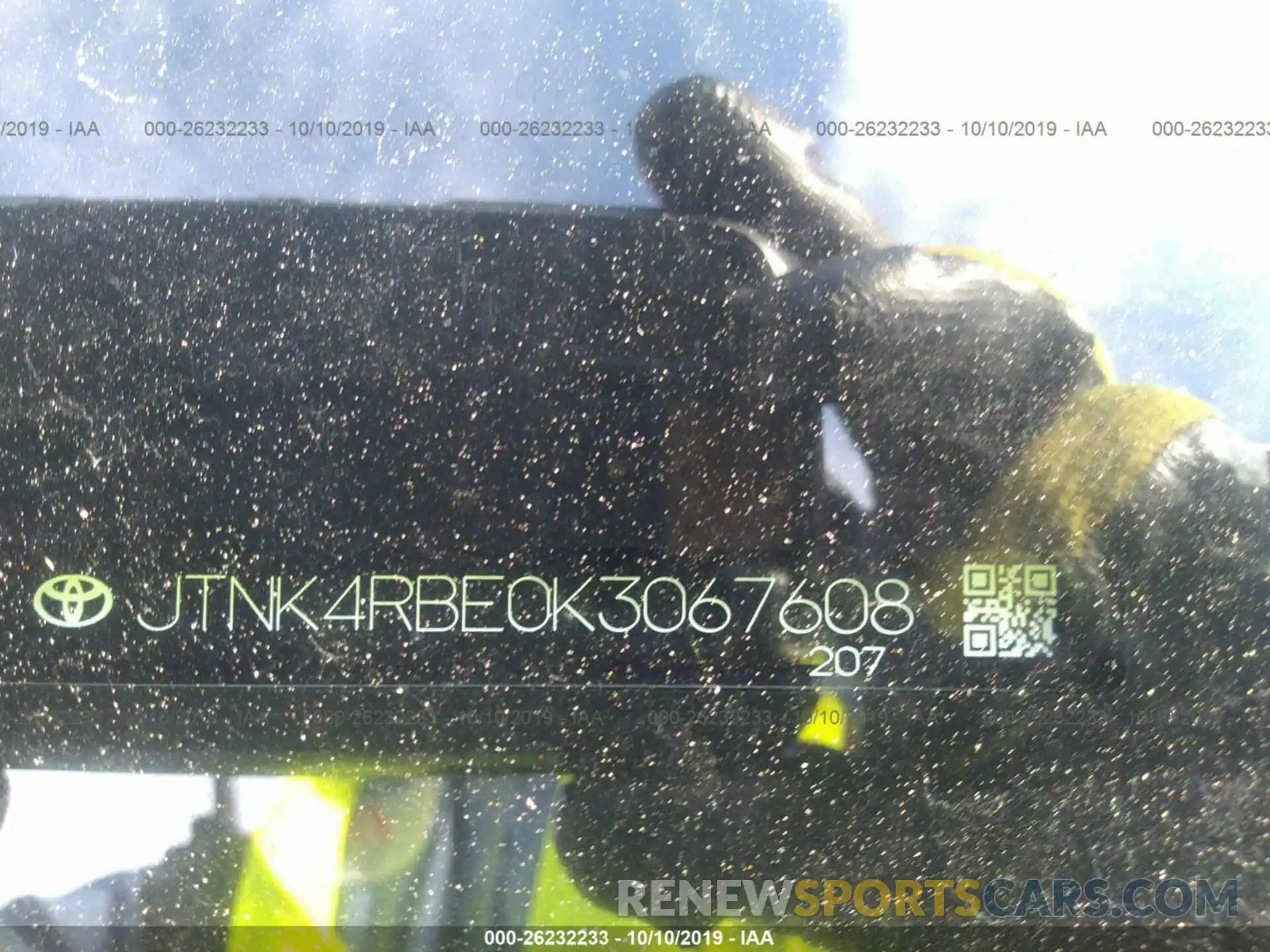 9 Photograph of a damaged car JTNK4RBE0K3067608 TOYOTA COROLLA 2019