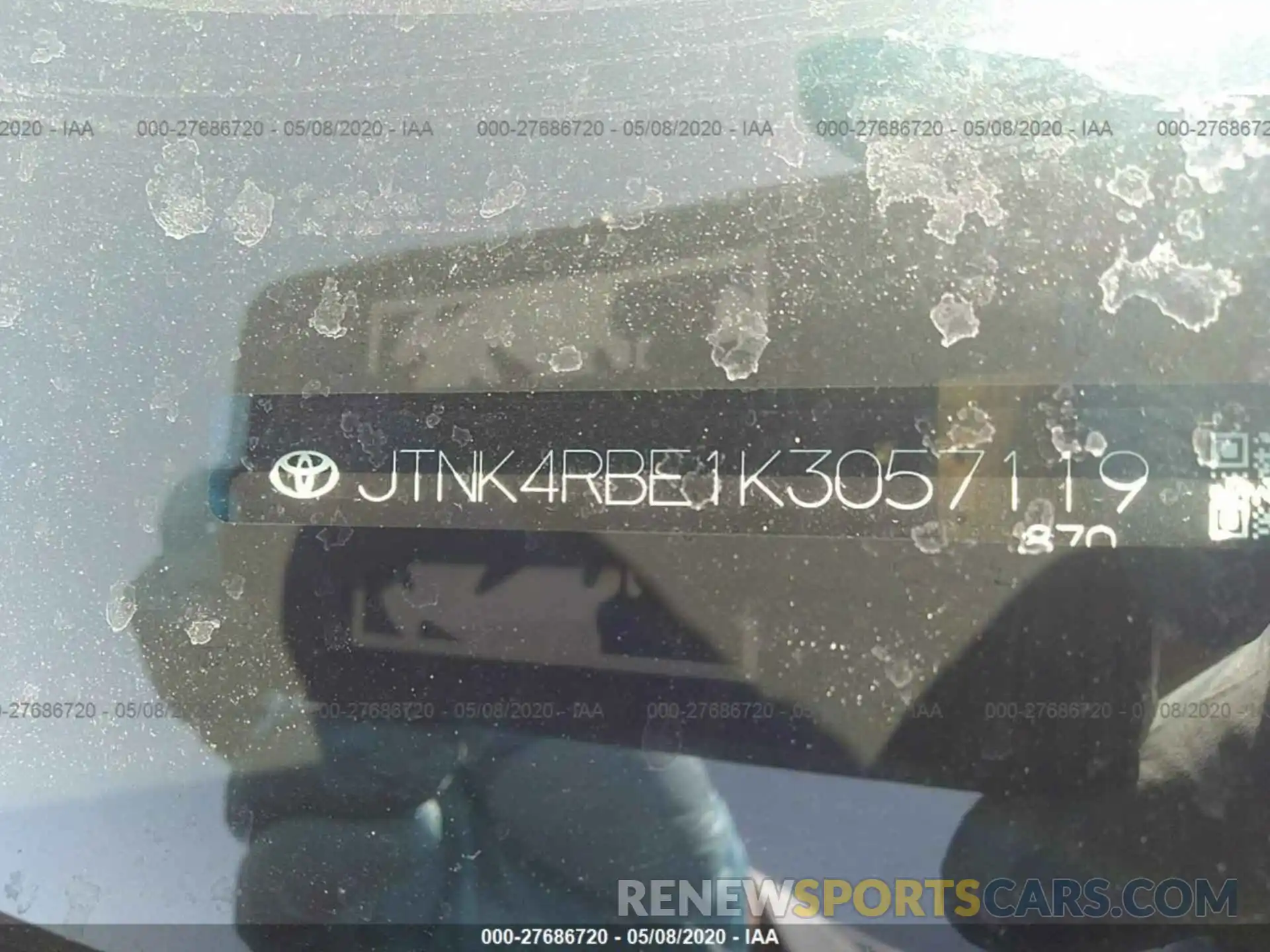 9 Photograph of a damaged car JTNK4RBE1K3057119 TOYOTA COROLLA 2019