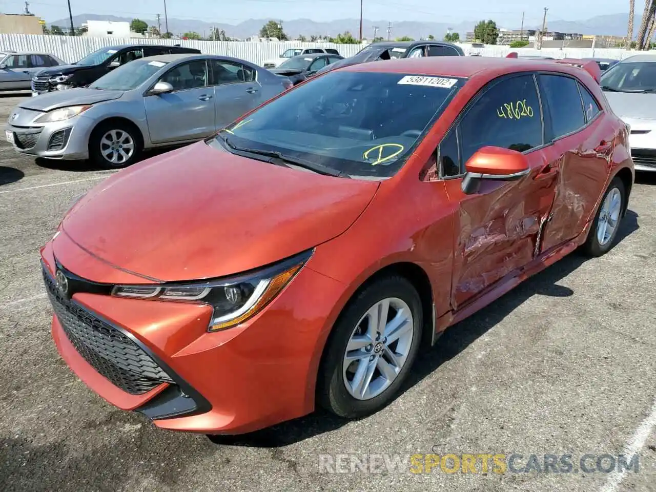 2 Photograph of a damaged car JTNK4RBE3K3002185 TOYOTA COROLLA 2019