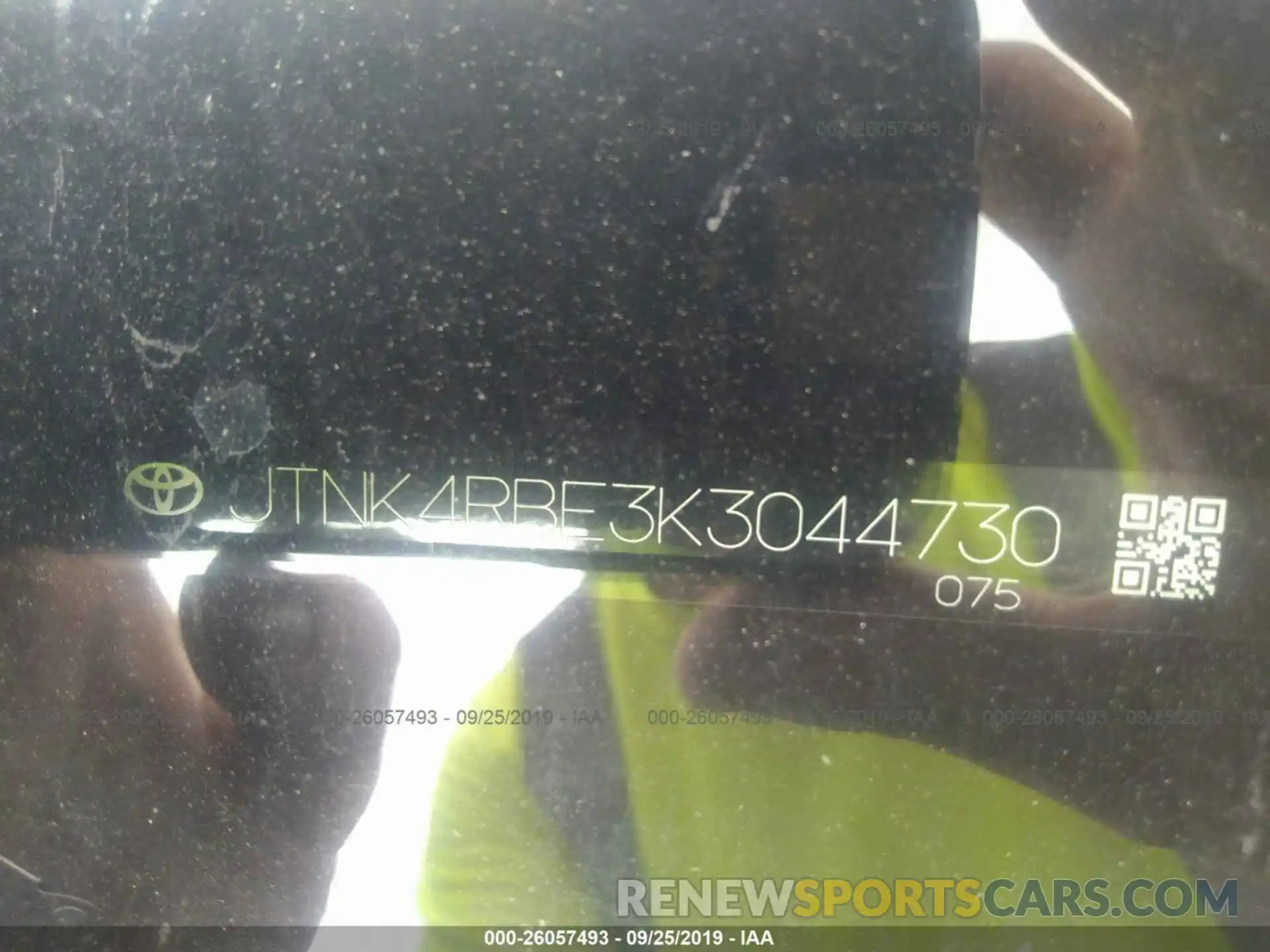 9 Photograph of a damaged car JTNK4RBE3K3044730 TOYOTA COROLLA 2019