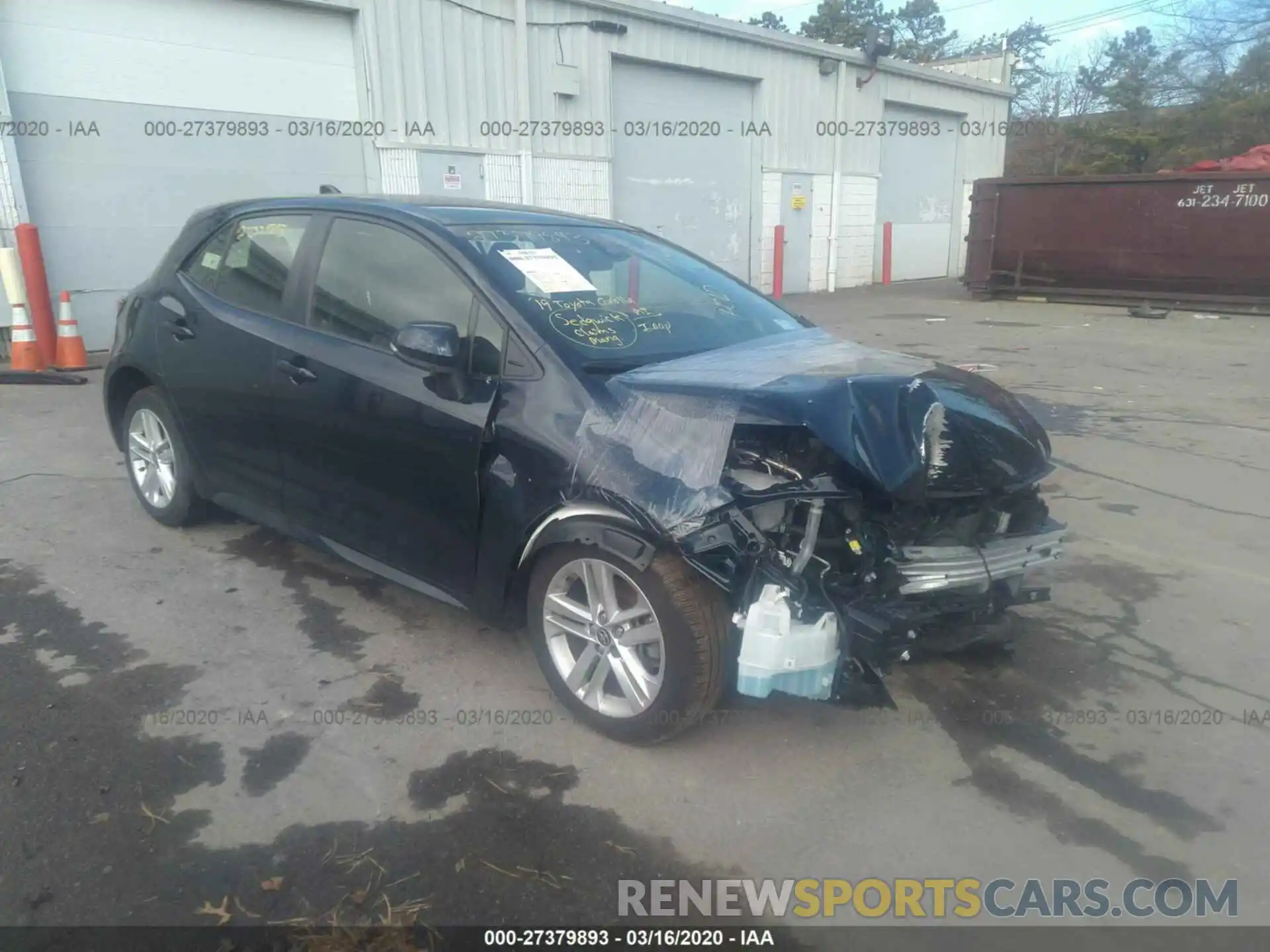 1 Photograph of a damaged car JTNK4RBE4K3034983 TOYOTA COROLLA 2019