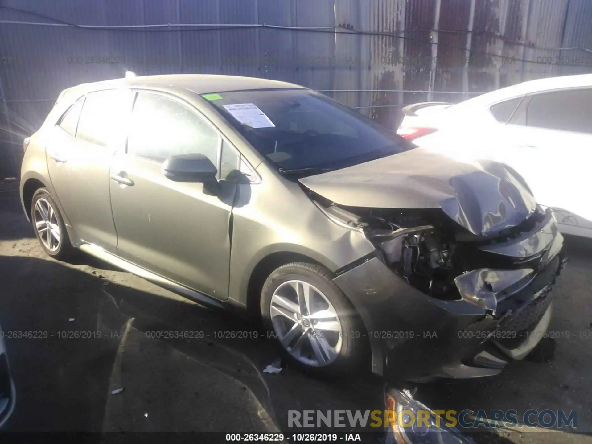 1 Photograph of a damaged car JTNK4RBE6K3020342 TOYOTA COROLLA 2019