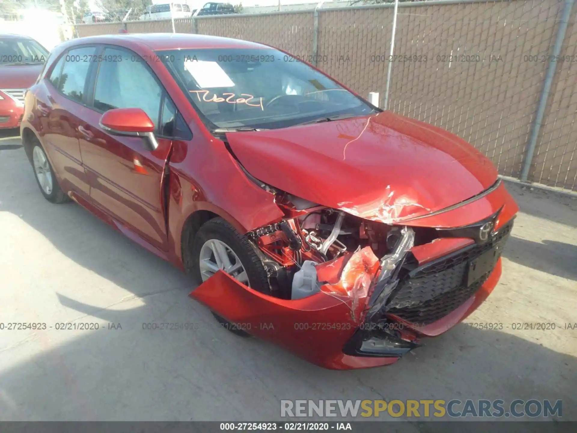 1 Photograph of a damaged car JTNK4RBE6K3046567 TOYOTA COROLLA 2019