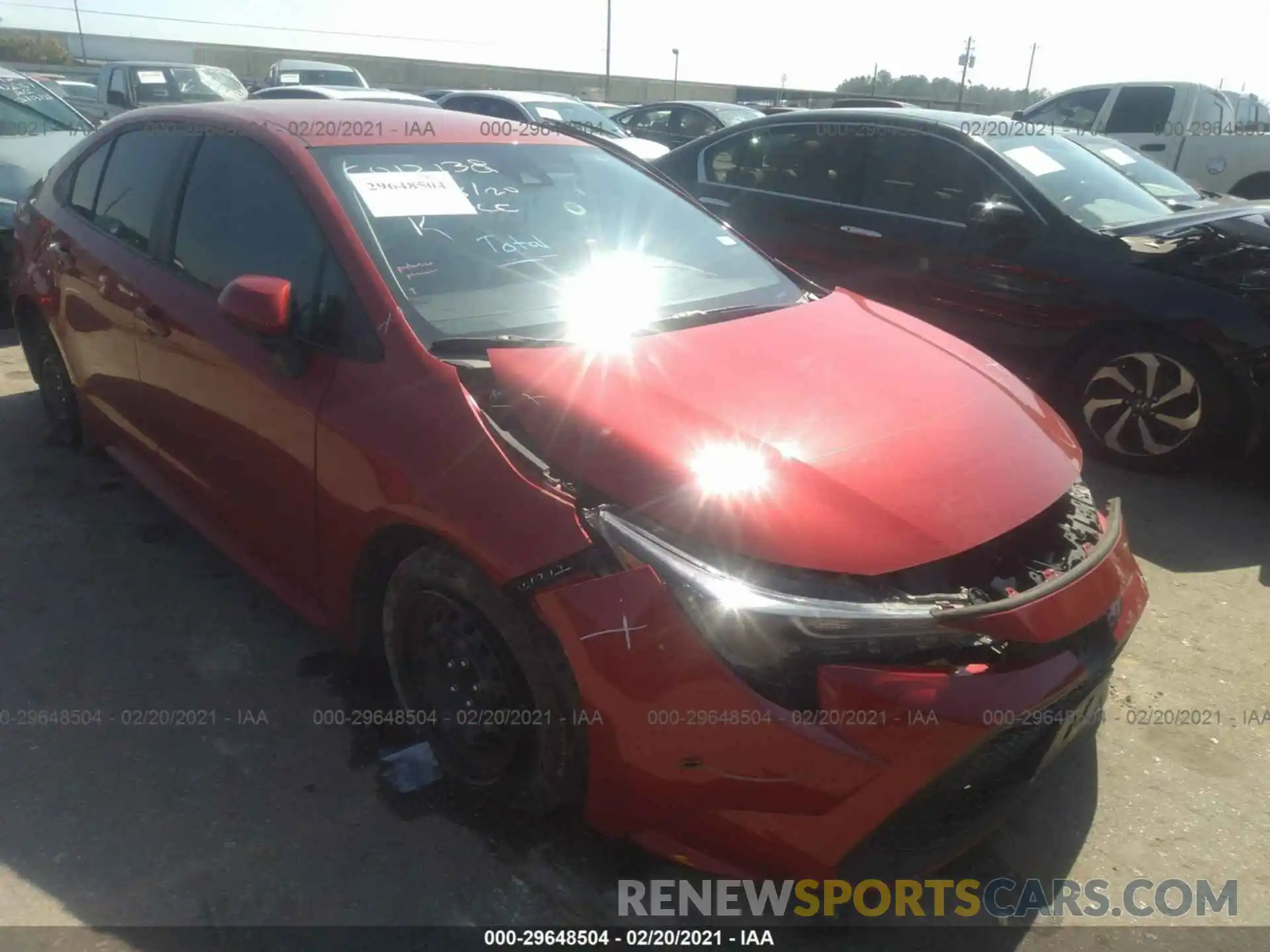 1 Photograph of a damaged car 5YFEPRAE0LP059267 TOYOTA COROLLA 2020