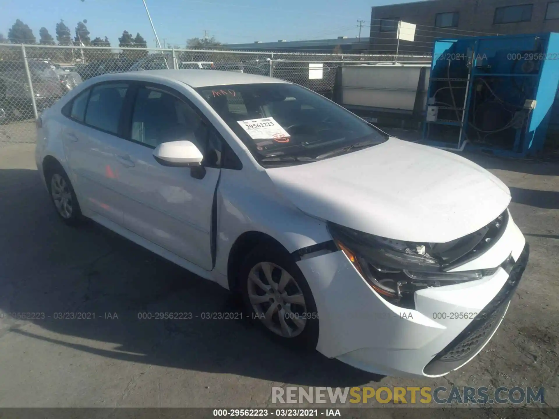 1 Photograph of a damaged car 5YFEPRAE0LP131844 TOYOTA COROLLA 2020