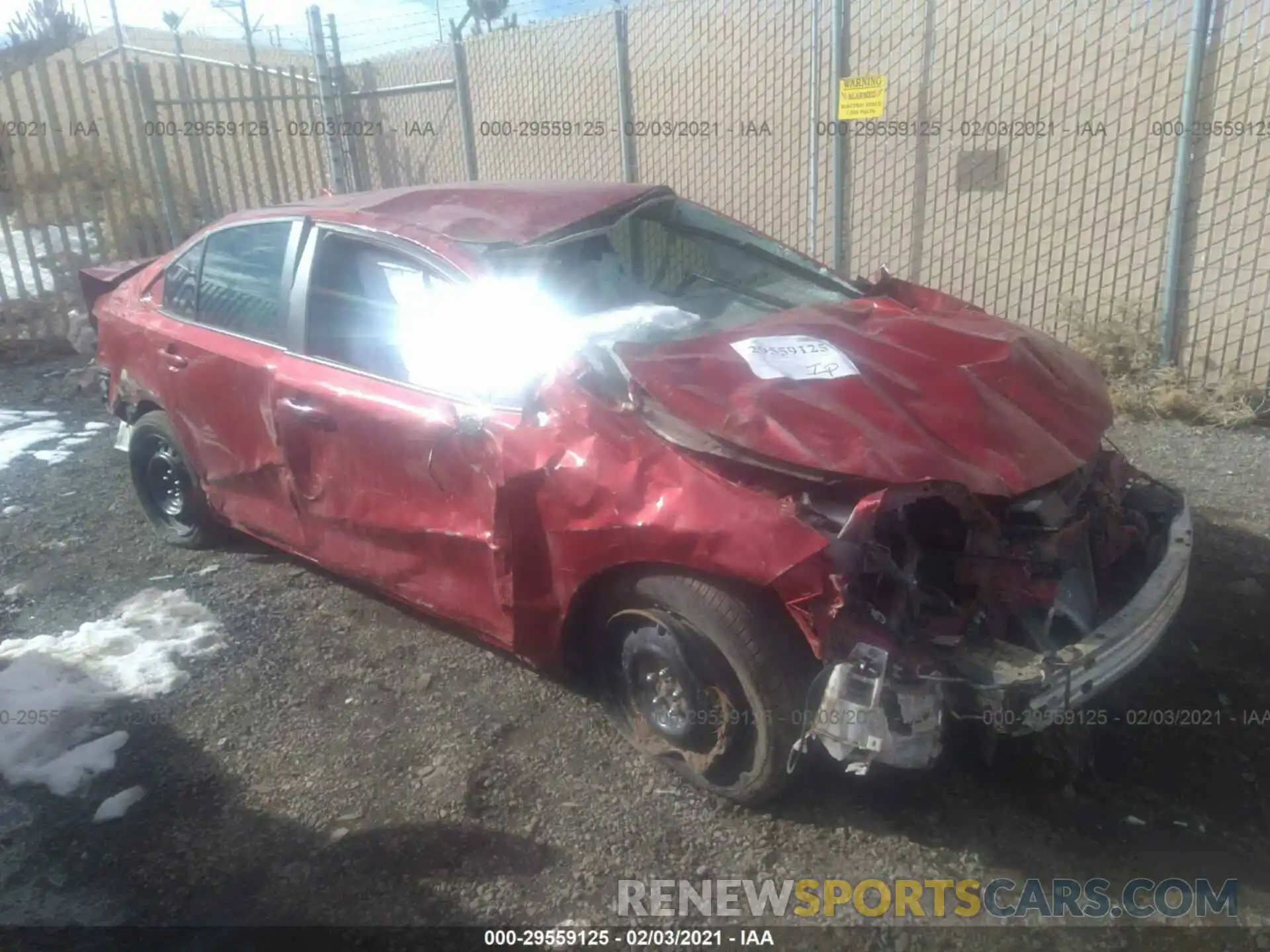 1 Photograph of a damaged car 5YFEPRAE1LP093170 TOYOTA COROLLA 2020