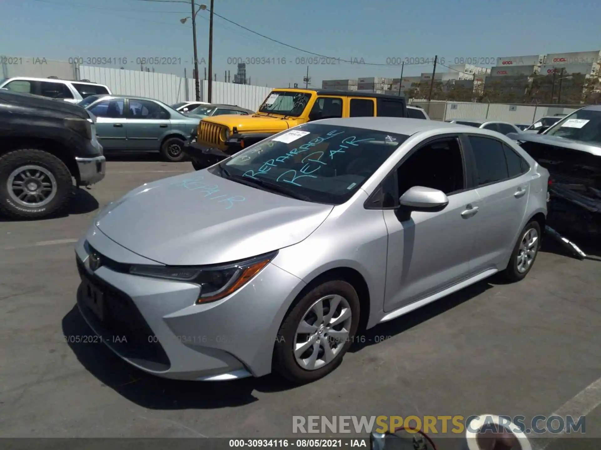 2 Photograph of a damaged car 5YFEPRAE2LP019174 TOYOTA COROLLA 2020