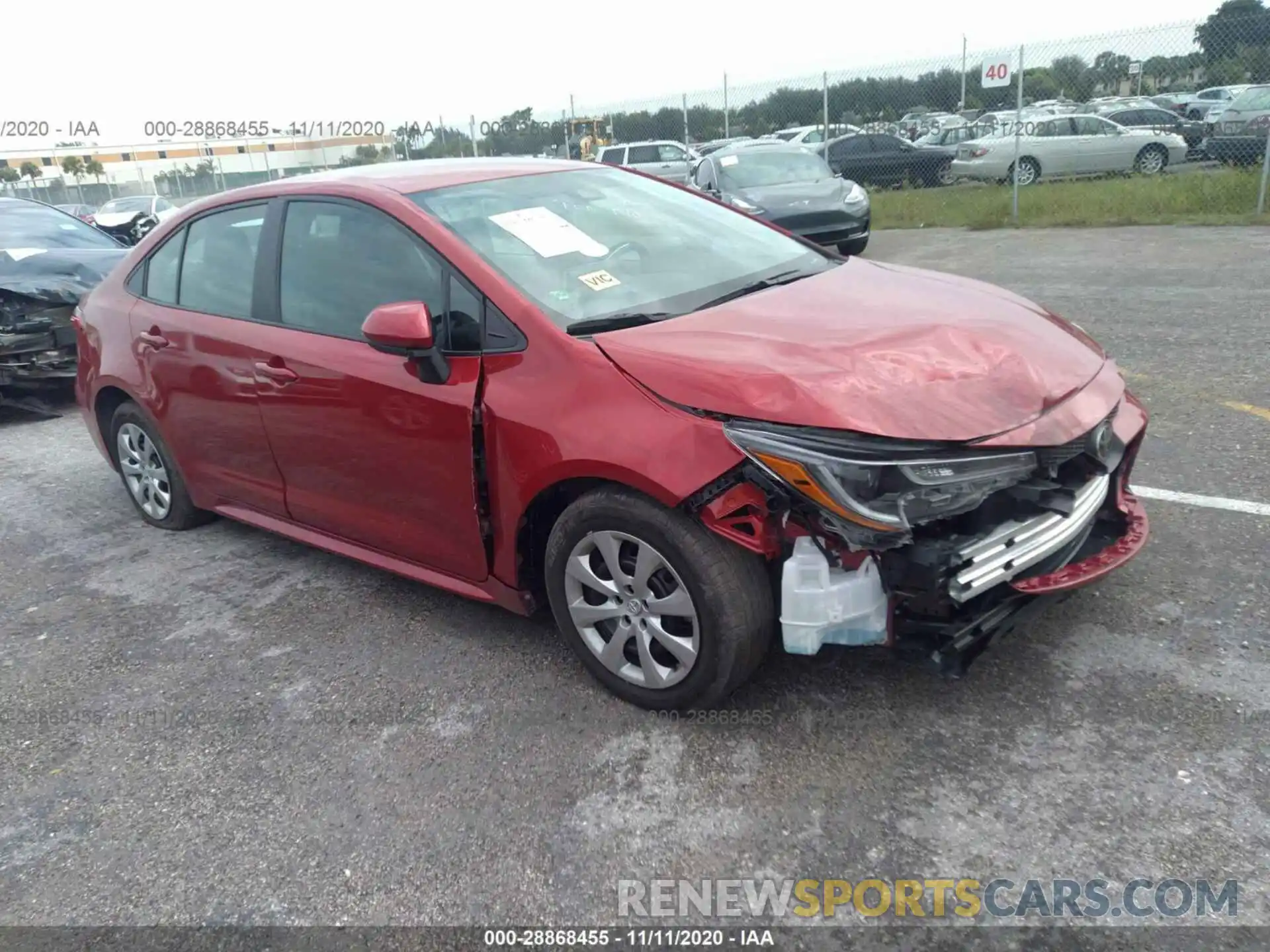 1 Photograph of a damaged car 5YFEPRAE2LP027467 TOYOTA COROLLA 2020