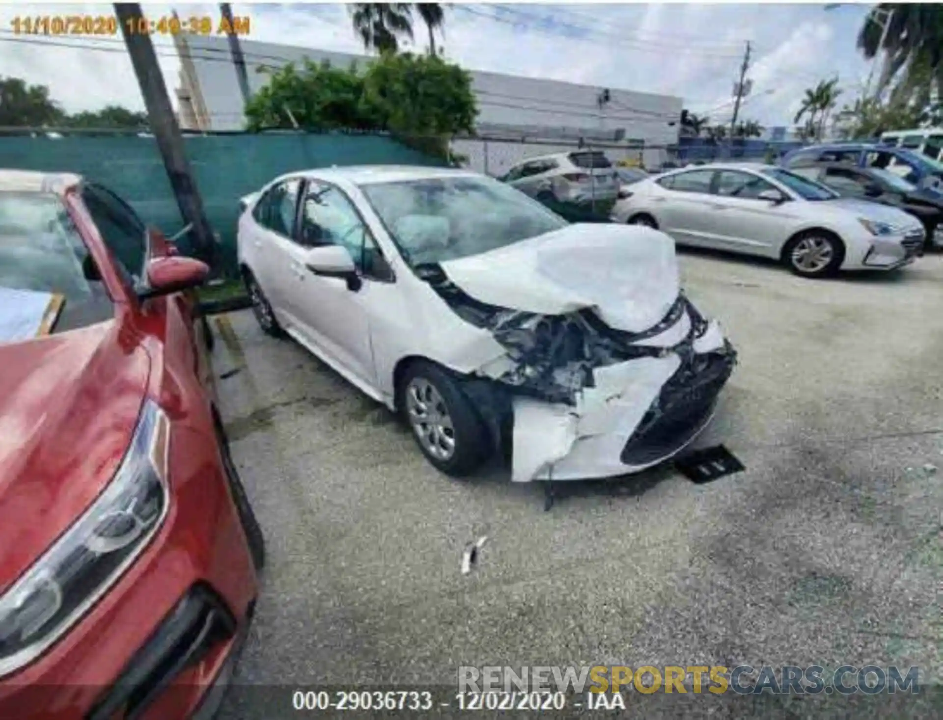 1 Photograph of a damaged car 5YFEPRAE2LP107660 TOYOTA COROLLA 2020