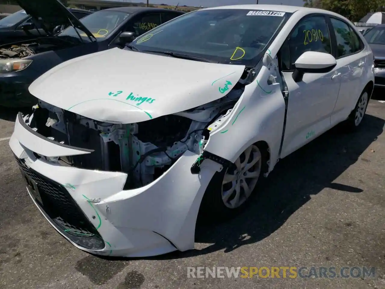 2 Photograph of a damaged car 5YFEPRAE4LP105019 TOYOTA COROLLA 2020