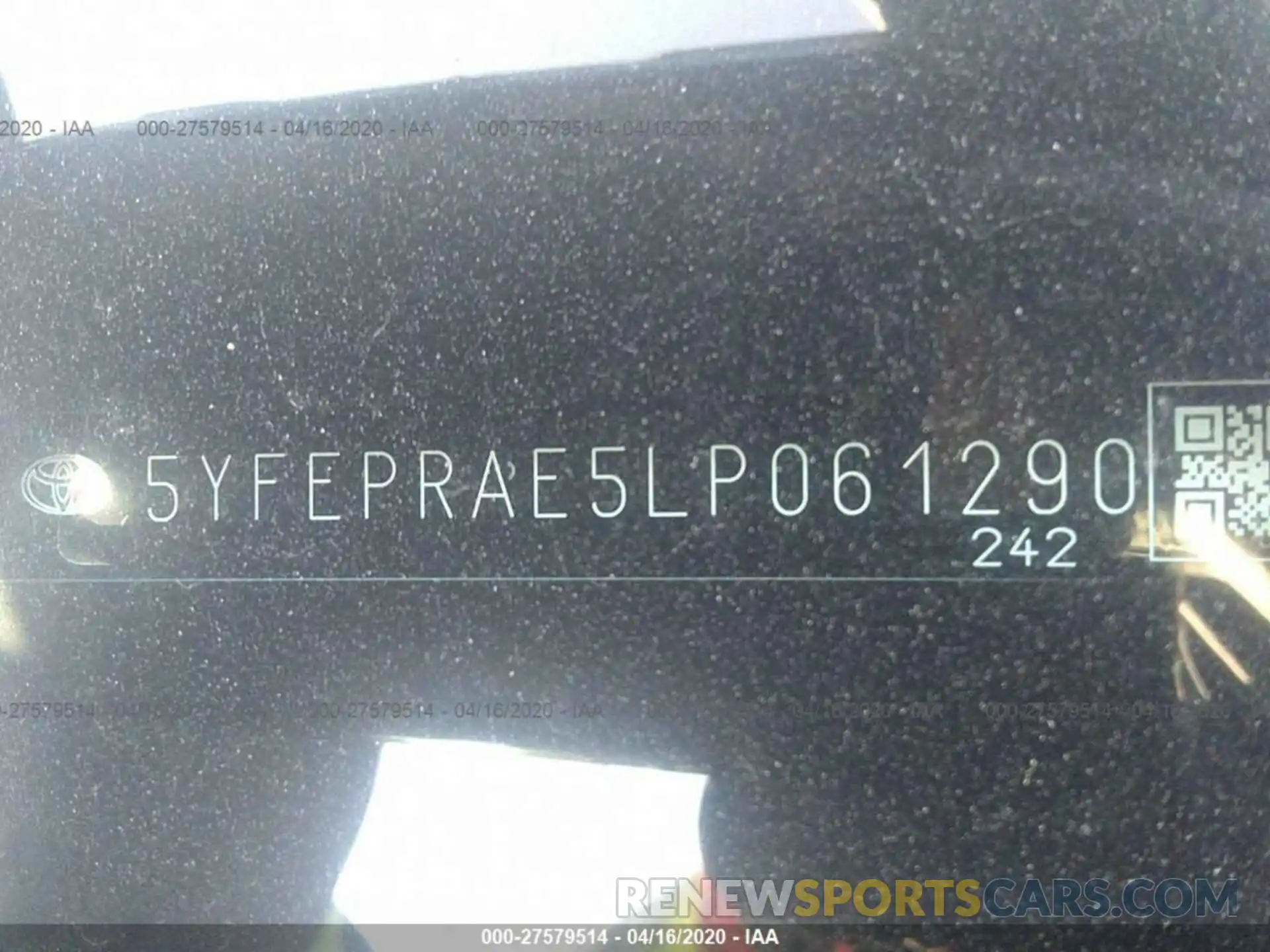 9 Photograph of a damaged car 5YFEPRAE5LP061290 TOYOTA COROLLA 2020