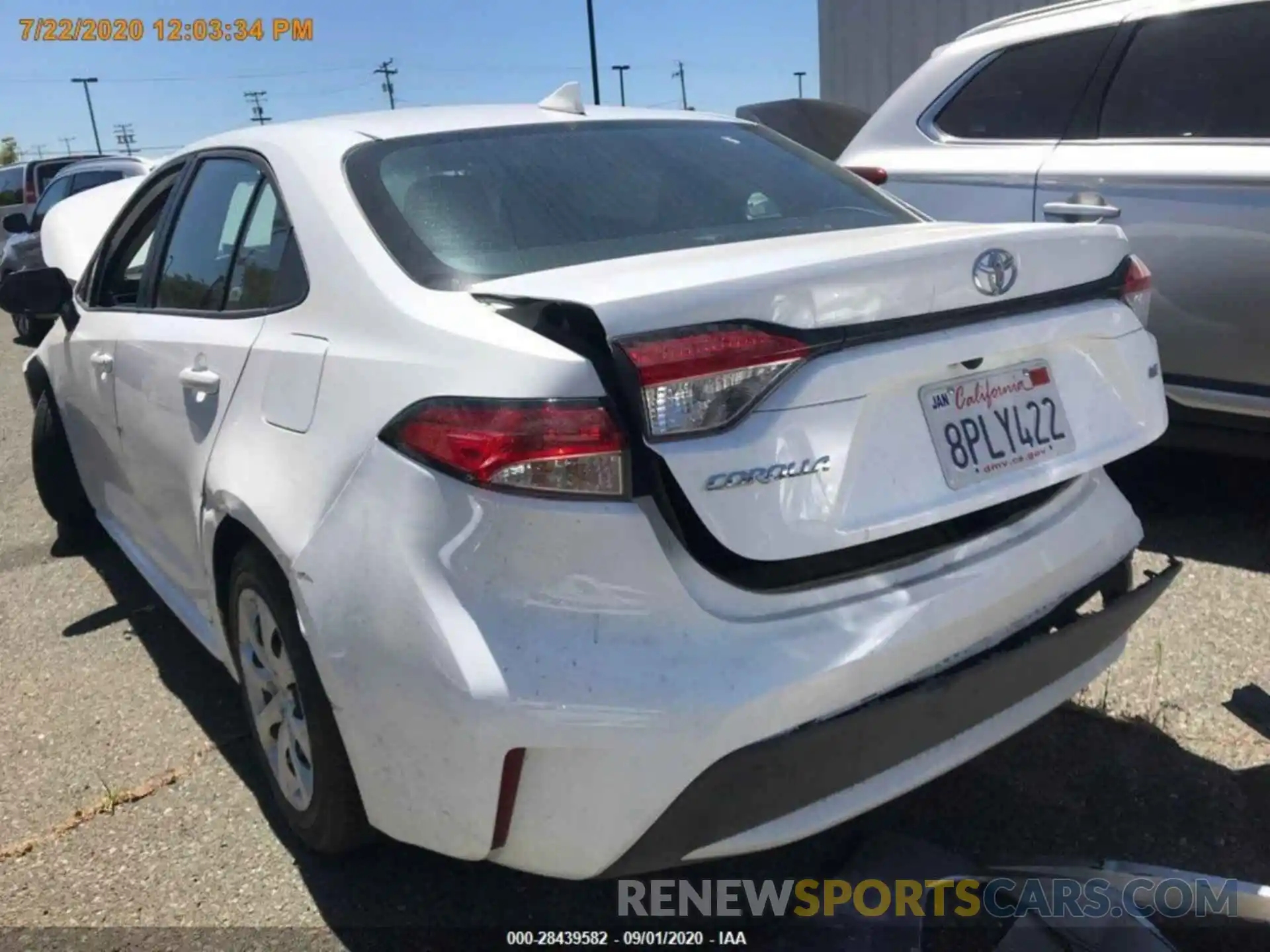 1 Photograph of a damaged car 5YFEPRAE5LP097030 TOYOTA COROLLA 2020