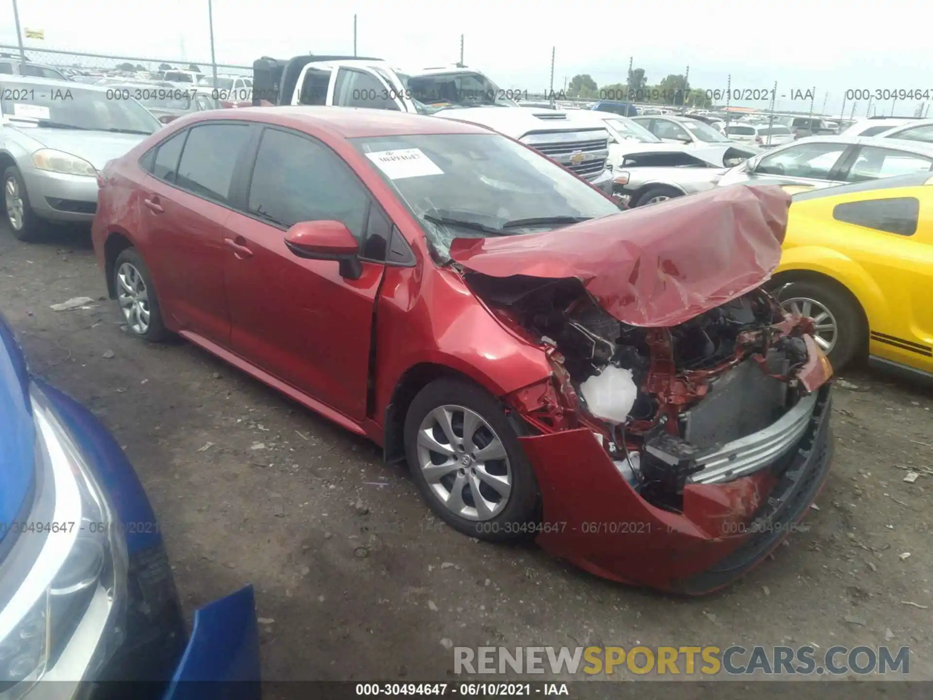 1 Photograph of a damaged car 5YFEPRAE6LP060469 TOYOTA COROLLA 2020