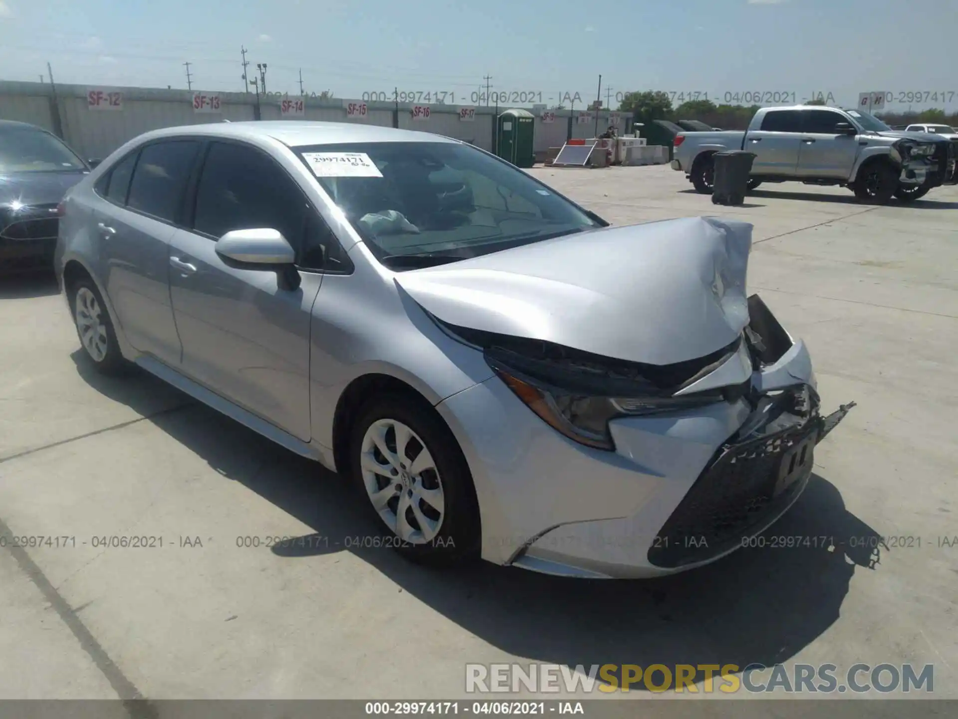 1 Photograph of a damaged car 5YFEPRAE6LP123893 TOYOTA COROLLA 2020