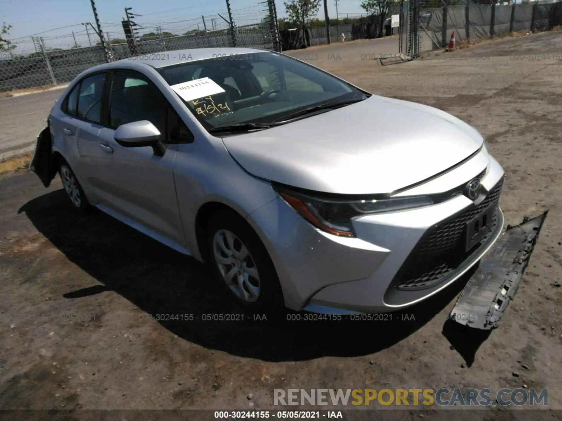 1 Photograph of a damaged car 5YFEPRAE7LP056513 TOYOTA COROLLA 2020