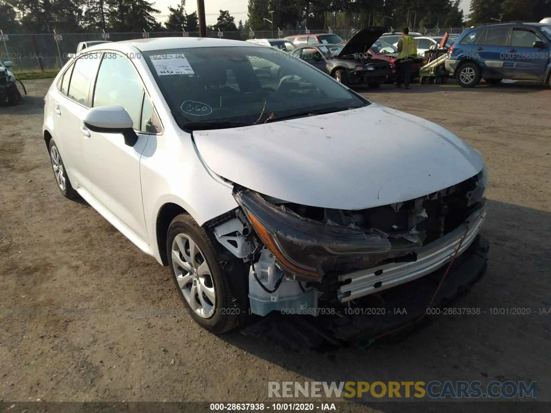 1 Photograph of a damaged car 5YFEPRAE8LP004937 TOYOTA COROLLA 2020