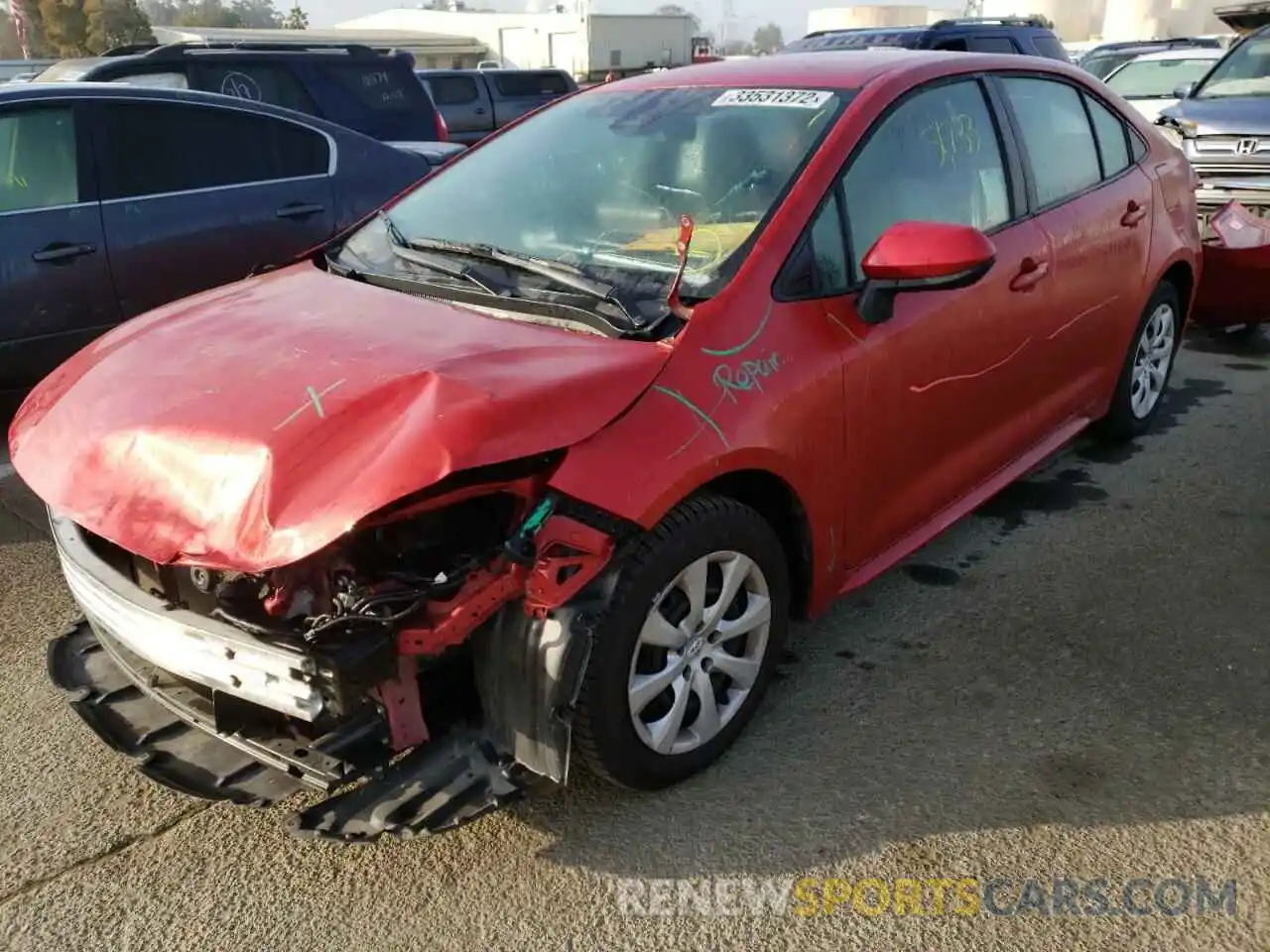 2 Photograph of a damaged car 5YFEPRAE8LP049084 TOYOTA COROLLA 2020