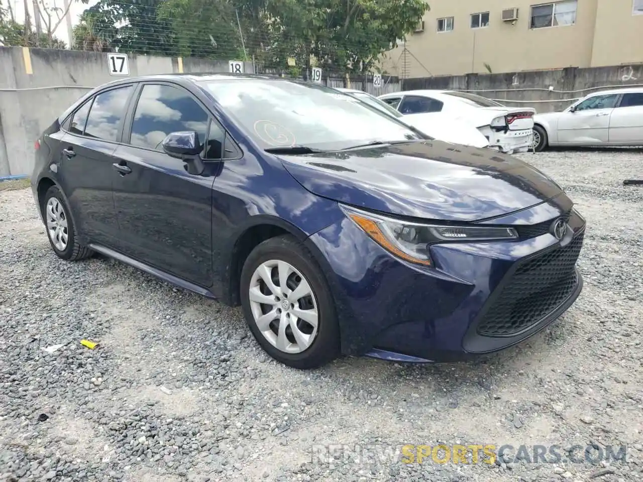 1 Photograph of a damaged car 5YFEPRAE9LP091456 TOYOTA COROLLA 2020