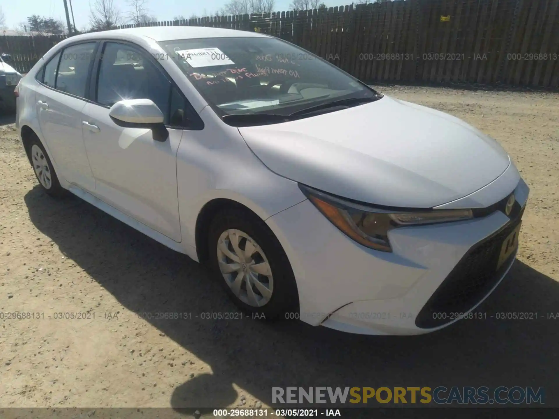 1 Photograph of a damaged car JTDDPRAE0LJ082600 TOYOTA COROLLA 2020